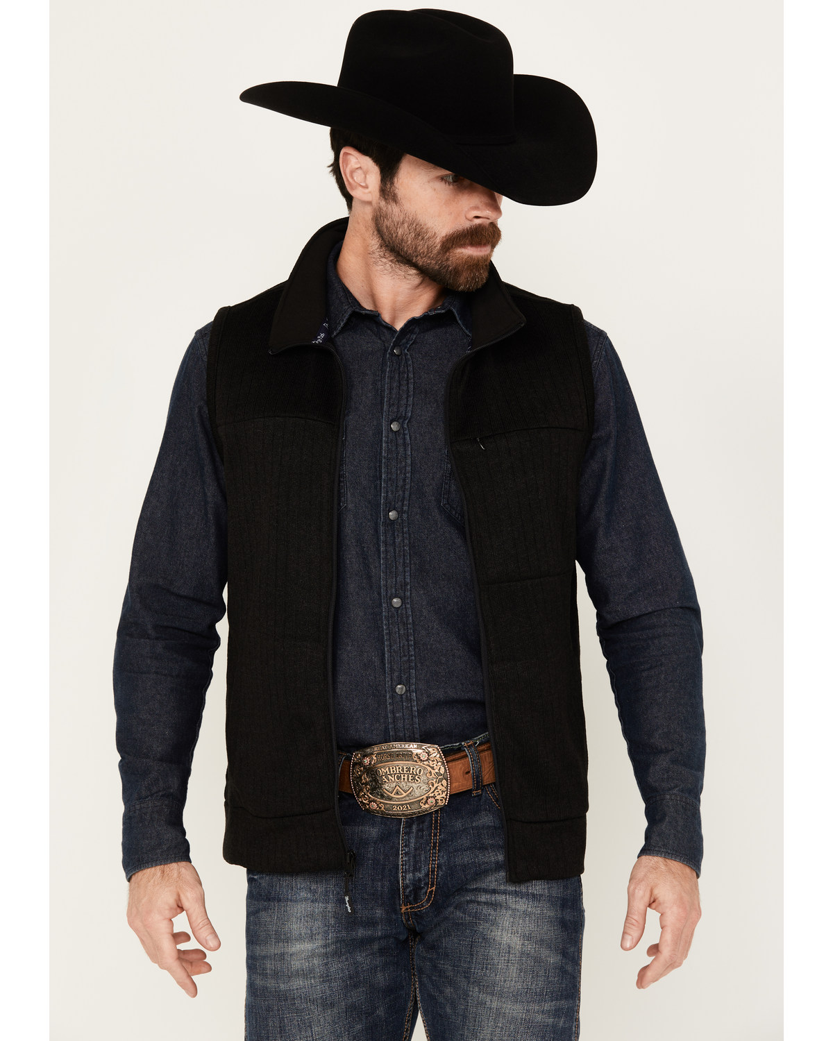 George Strait by Wrangler Men's Zip Logo Vest