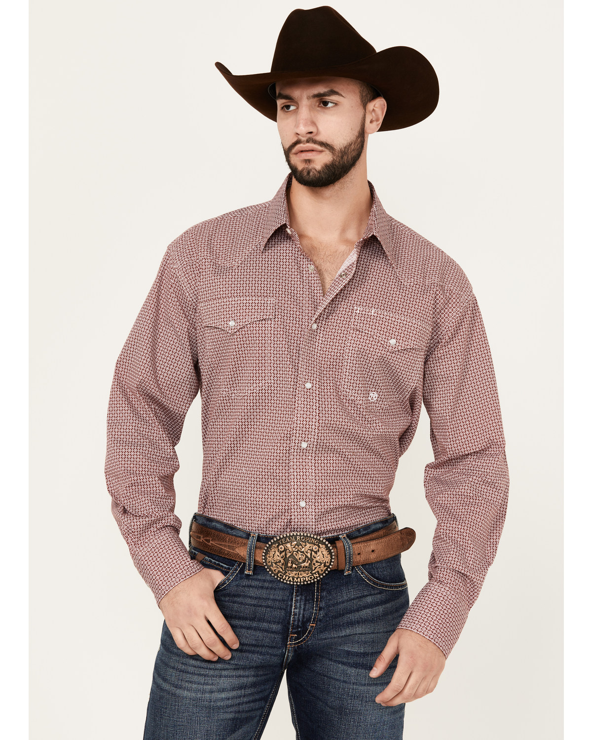 Roper Men's Amarillo Geo Print Long Sleeve Snap Stretch Western Shirt