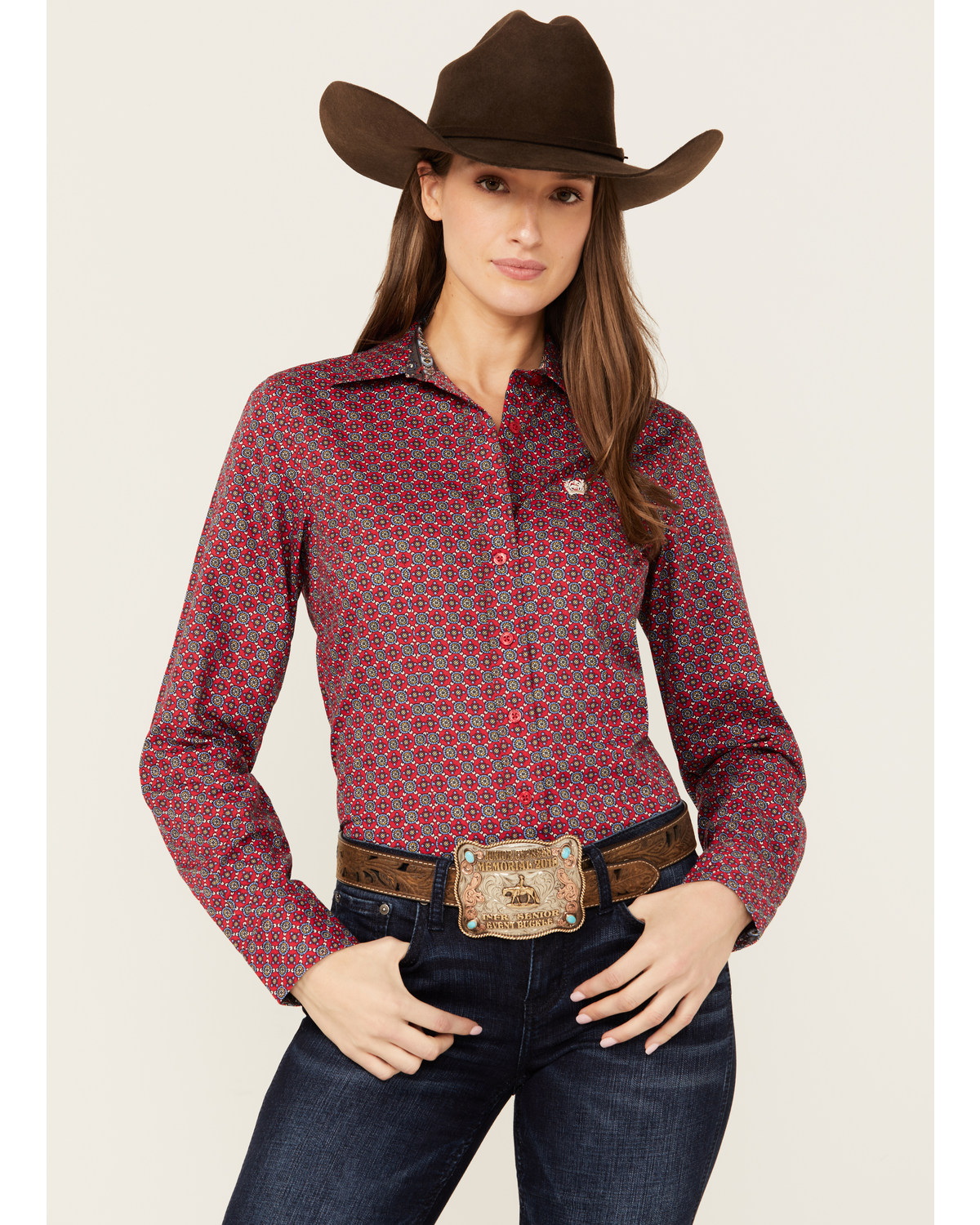 Cinch Women's Medallion Print Long Sleeve Button-Down Western Core Shirt