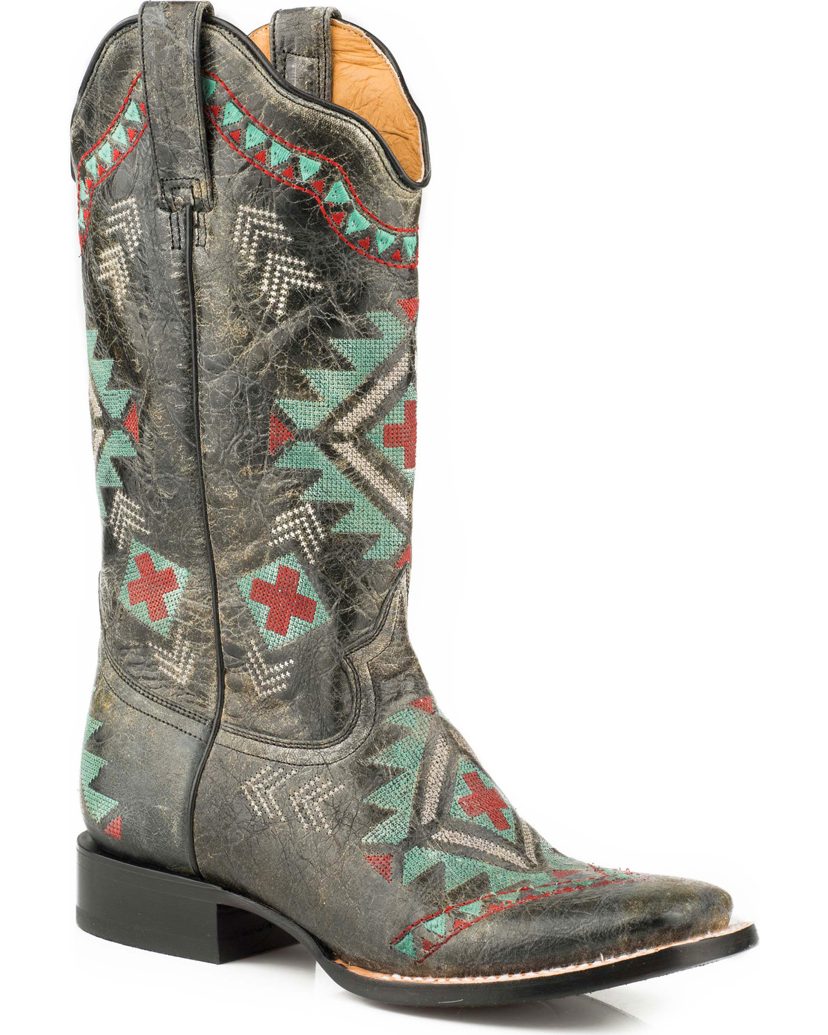 Roper Women's Southwestern Embroidered Western Boots - Square Toe