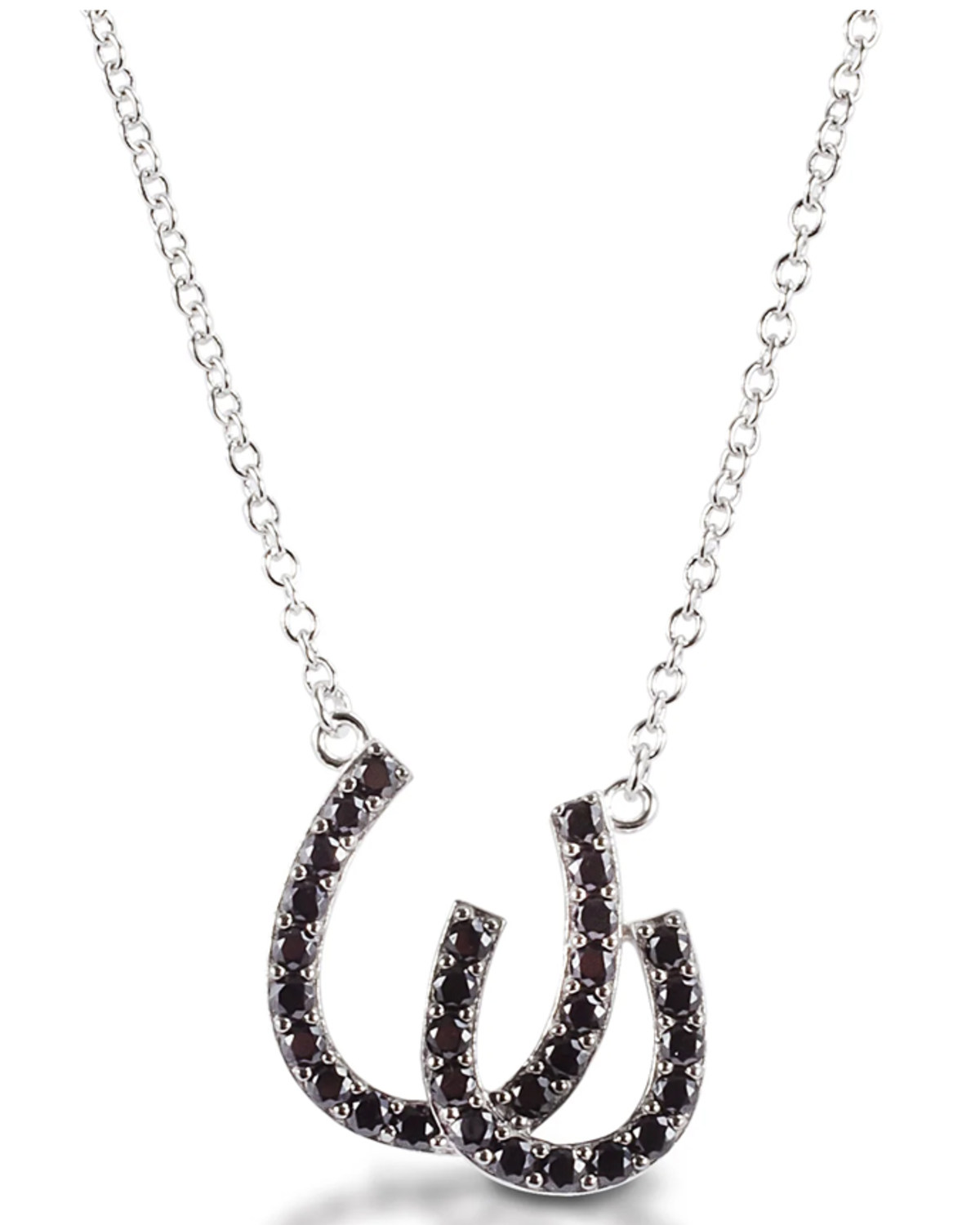 Kelly Herd Women's Black Double Horseshoe Pendant Necklace