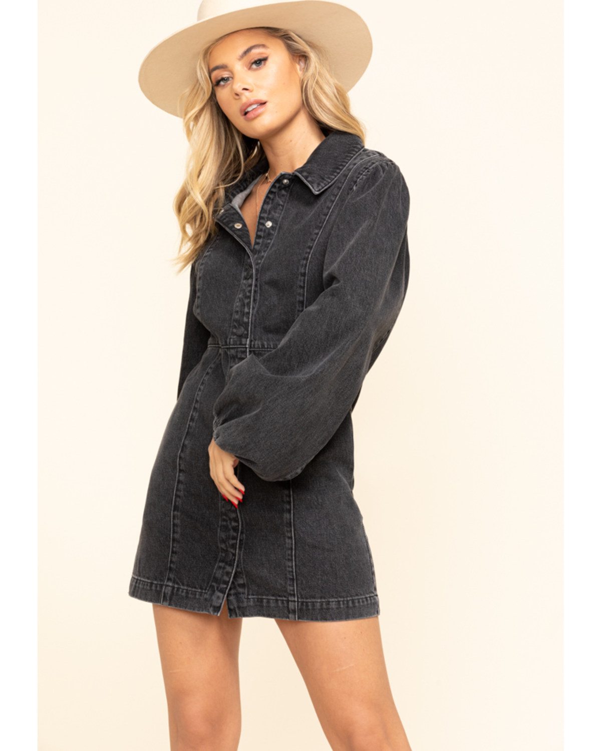 black denim button dress