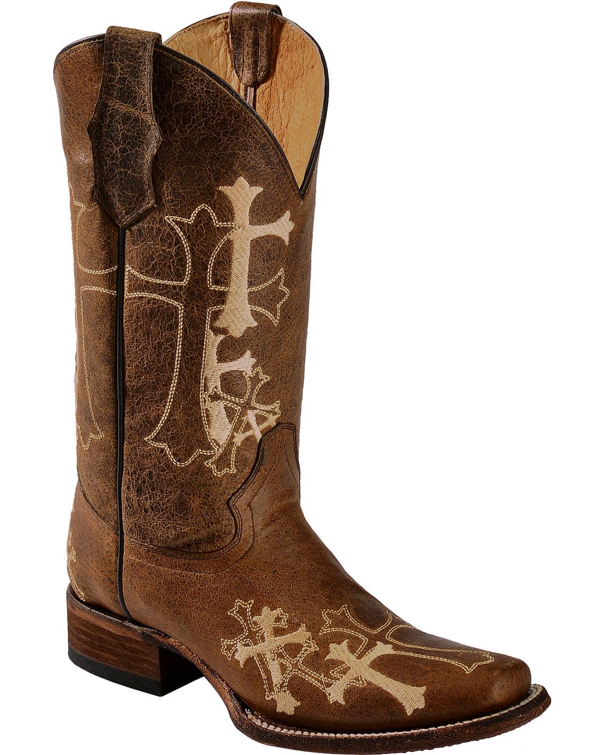 Circle G Women's Cross Embroidered Square Toe Western Boots