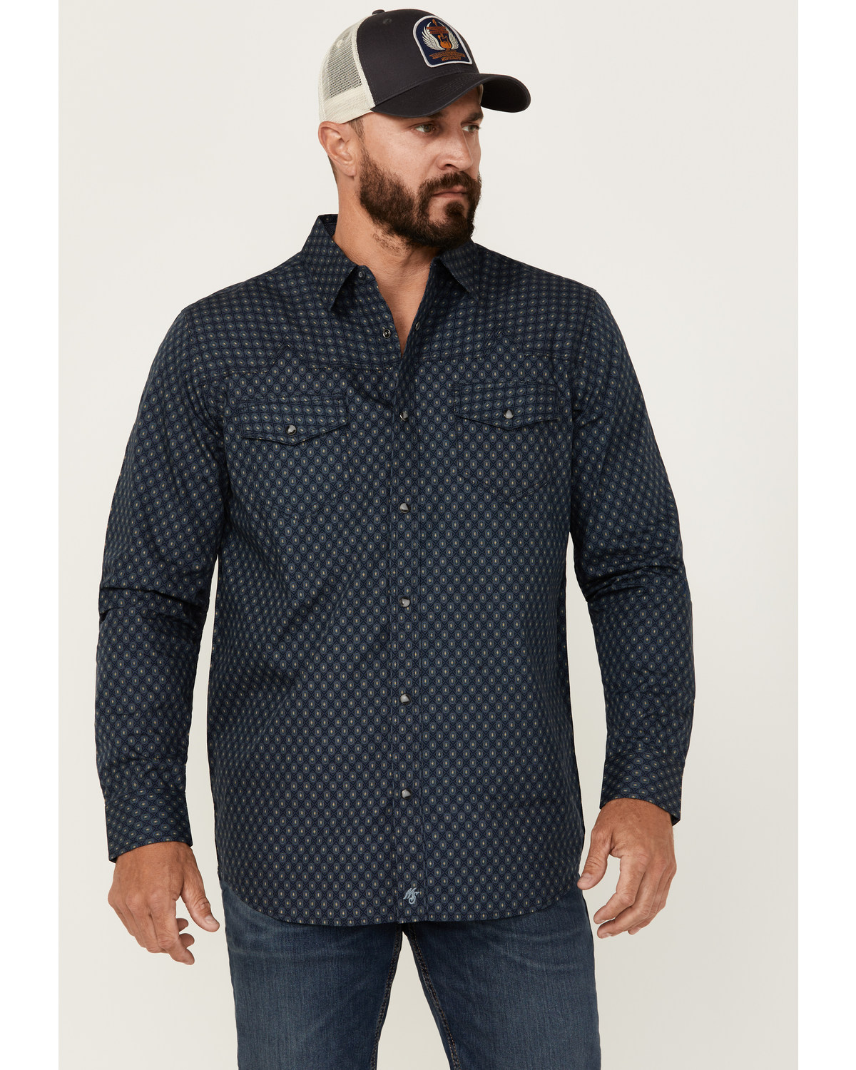 Moonshine Spirit Men's Townie Wallpaper Geo Print Long Sleeve Snap Western Shirt