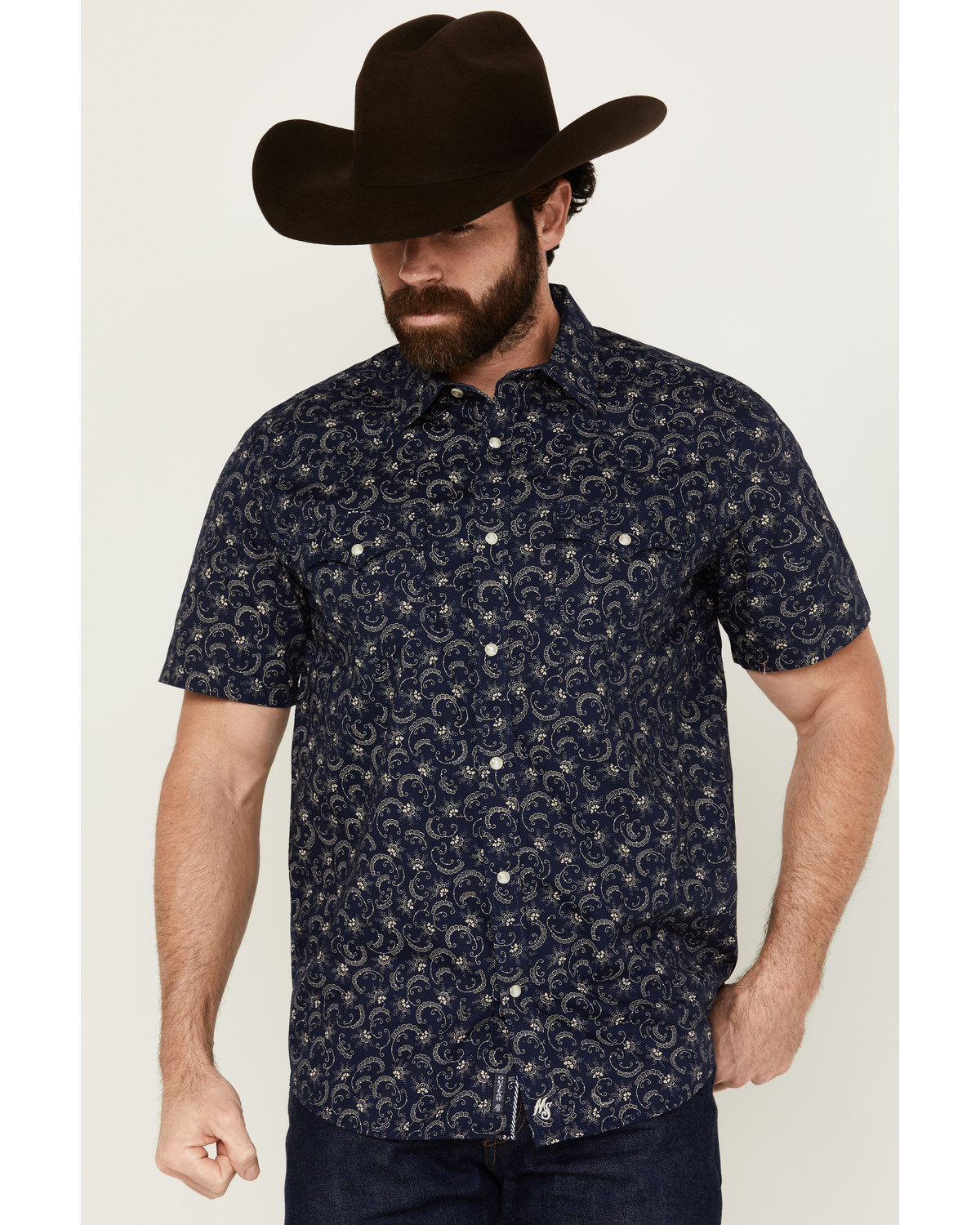 Moonshine Spirit Men's On Tour Floral Paisley Print Short Sleeve Snap Western Shirt