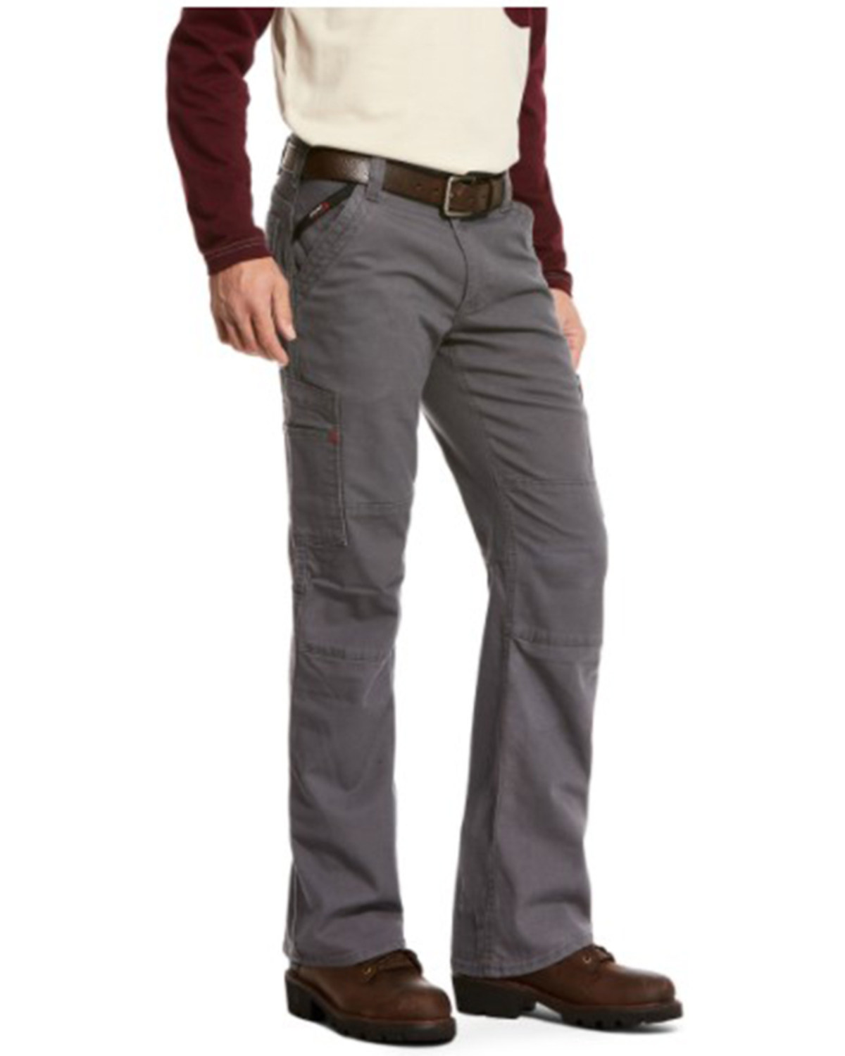 Ariat Men's Grey FR M5 Duralight Stretch Canvas Straight Work Pants - Big