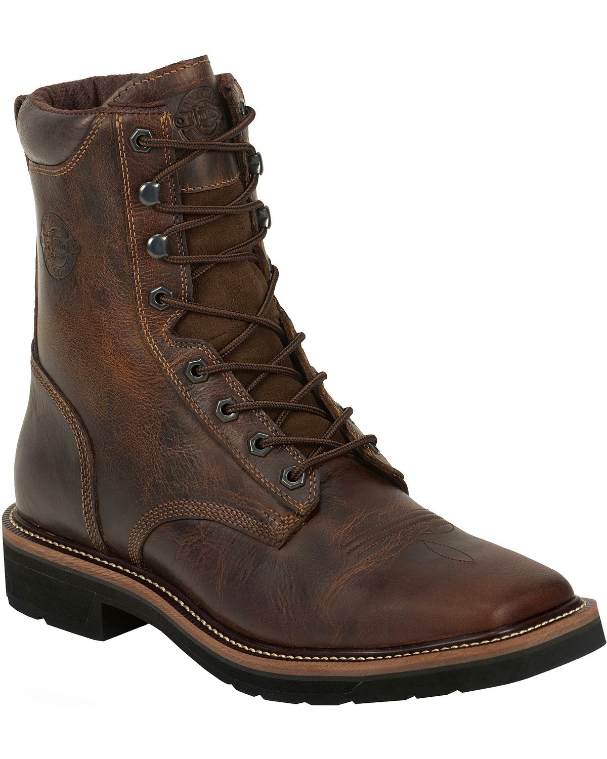 leather lace up work boots