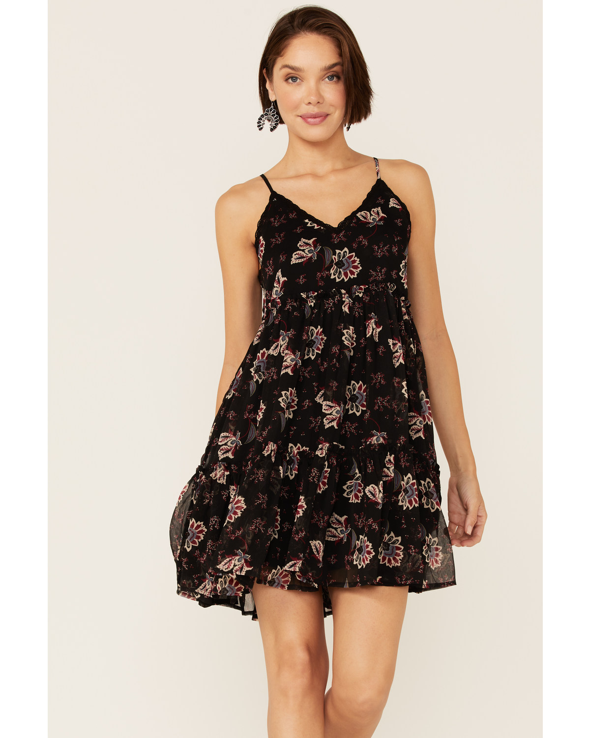 Patrons of Peace Women's Black Alcove Floral Sleeveless Dress