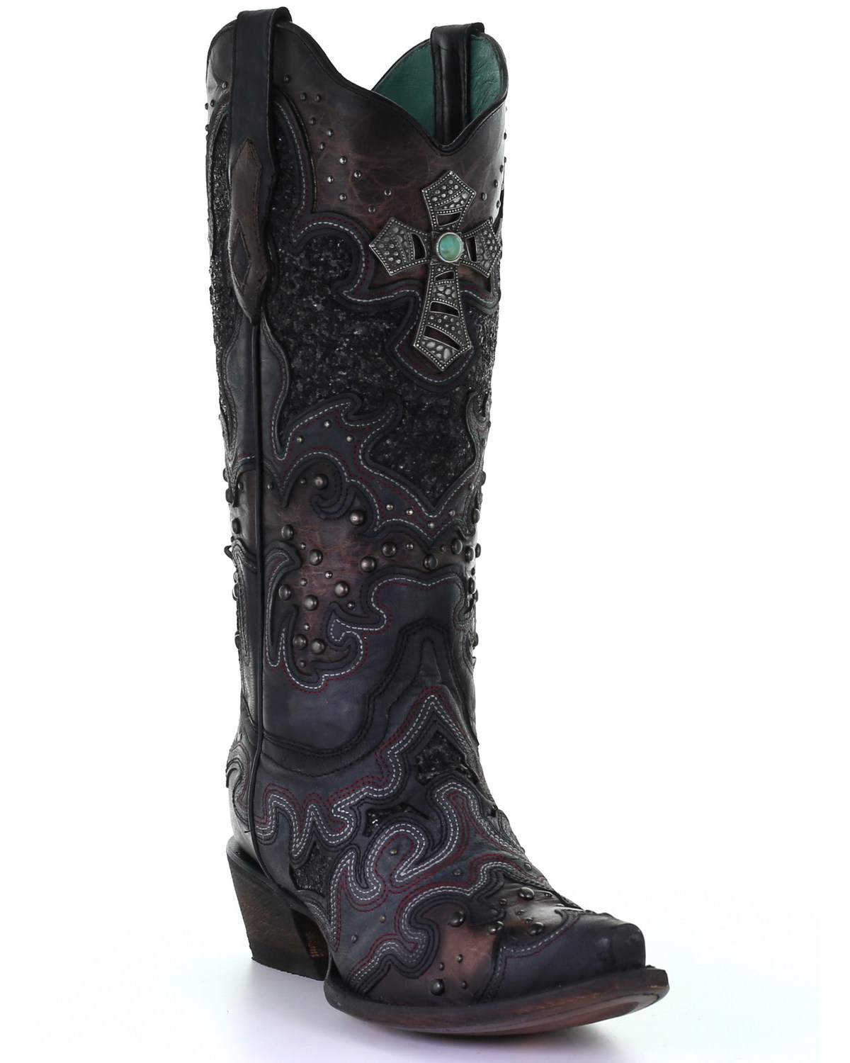 corral women's black glitter inlay boot