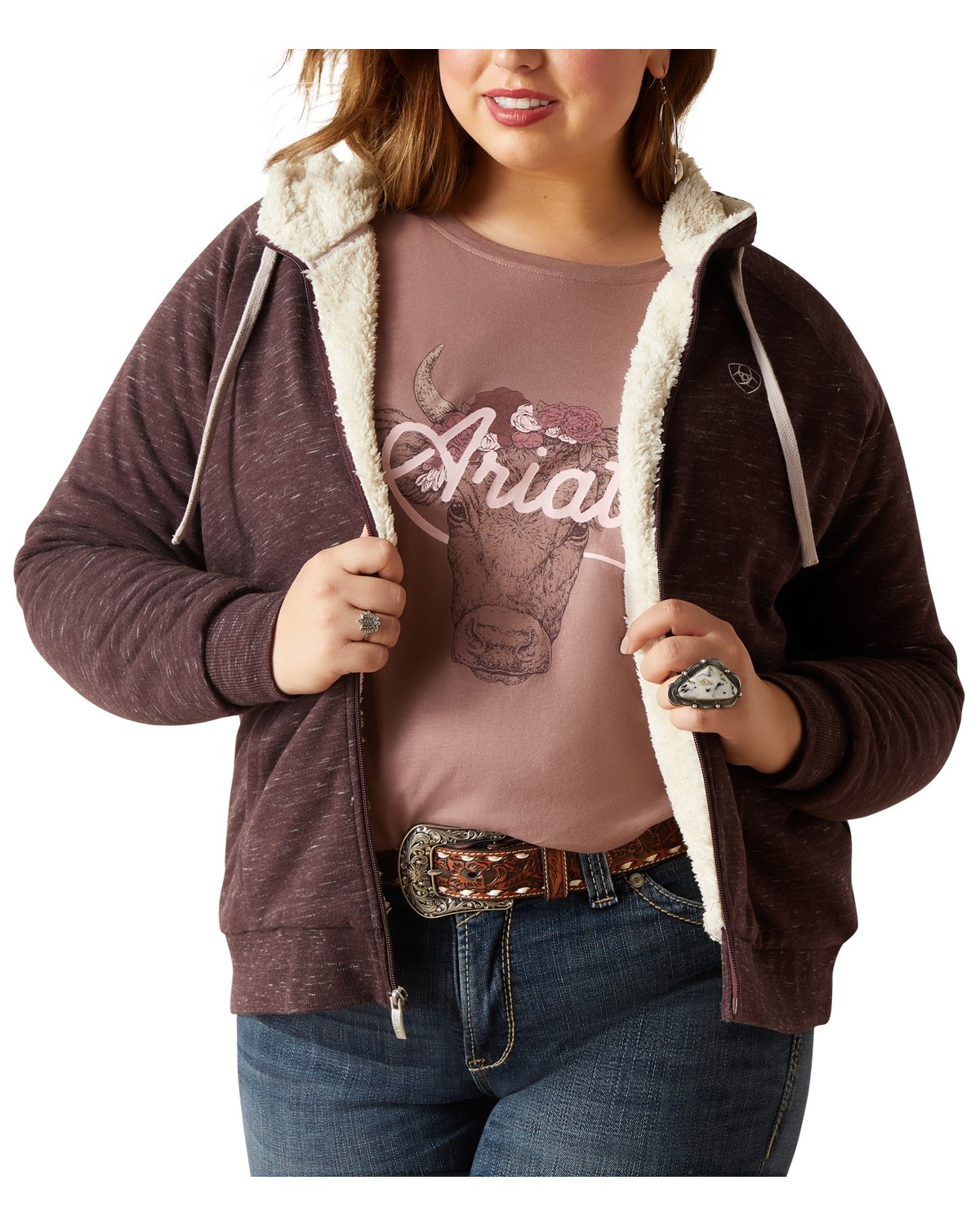 Ariat Women's R.E.A.L Sherpa-Lined Full Zip Hoodie - Plus