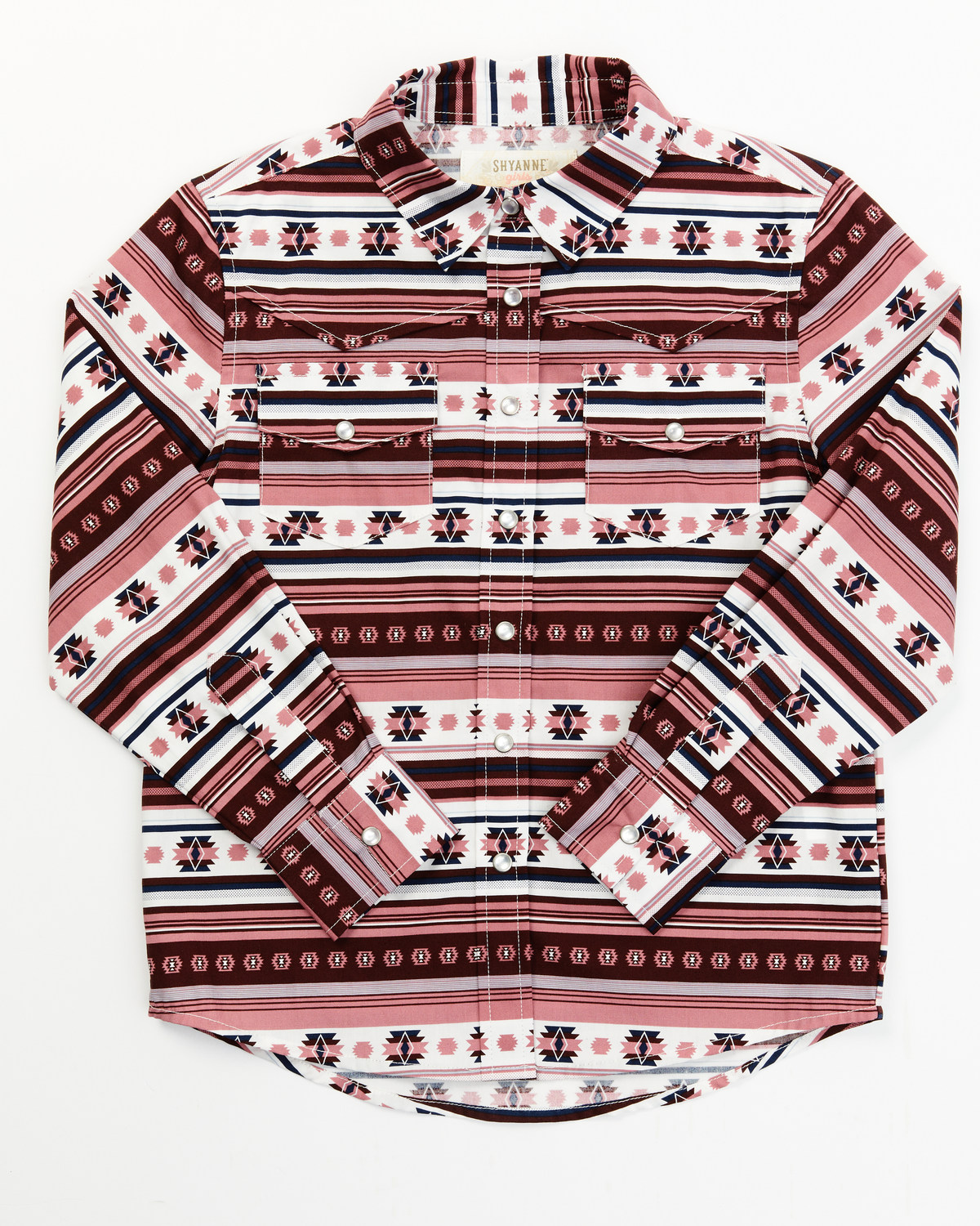 Shyanne Toddler Girls' Southwestern Printed Stripe Long Sleeve Pearl Snap Shirt