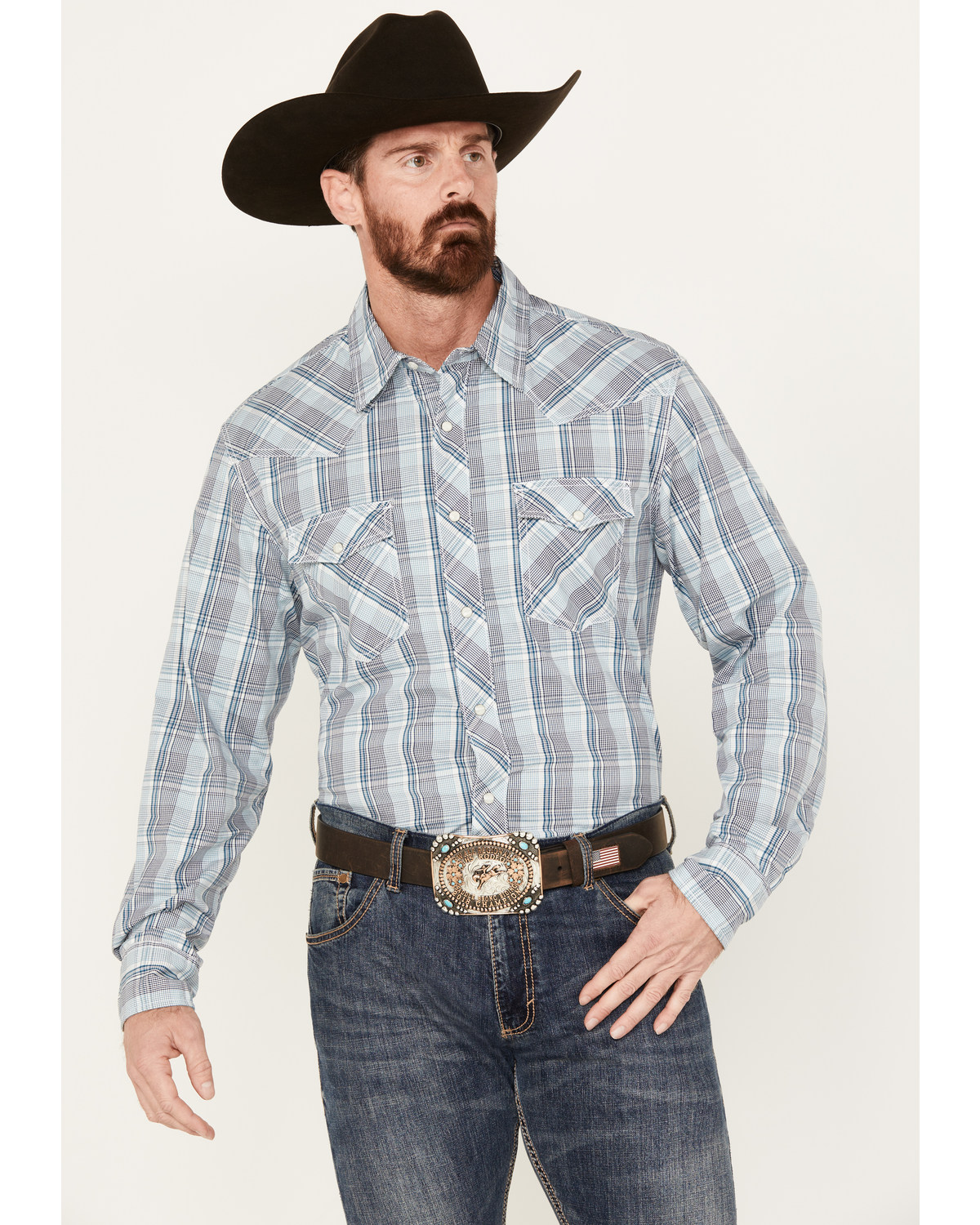Wrangler 20X Men's Plaid Print Long Sleeve Snap Western Shirt