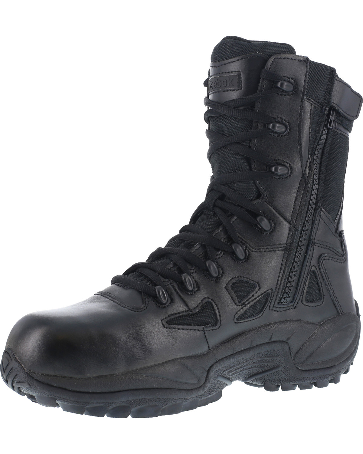 Reebok Women's Stealth 8" LaceUp Black SideZip Work Boots Composite