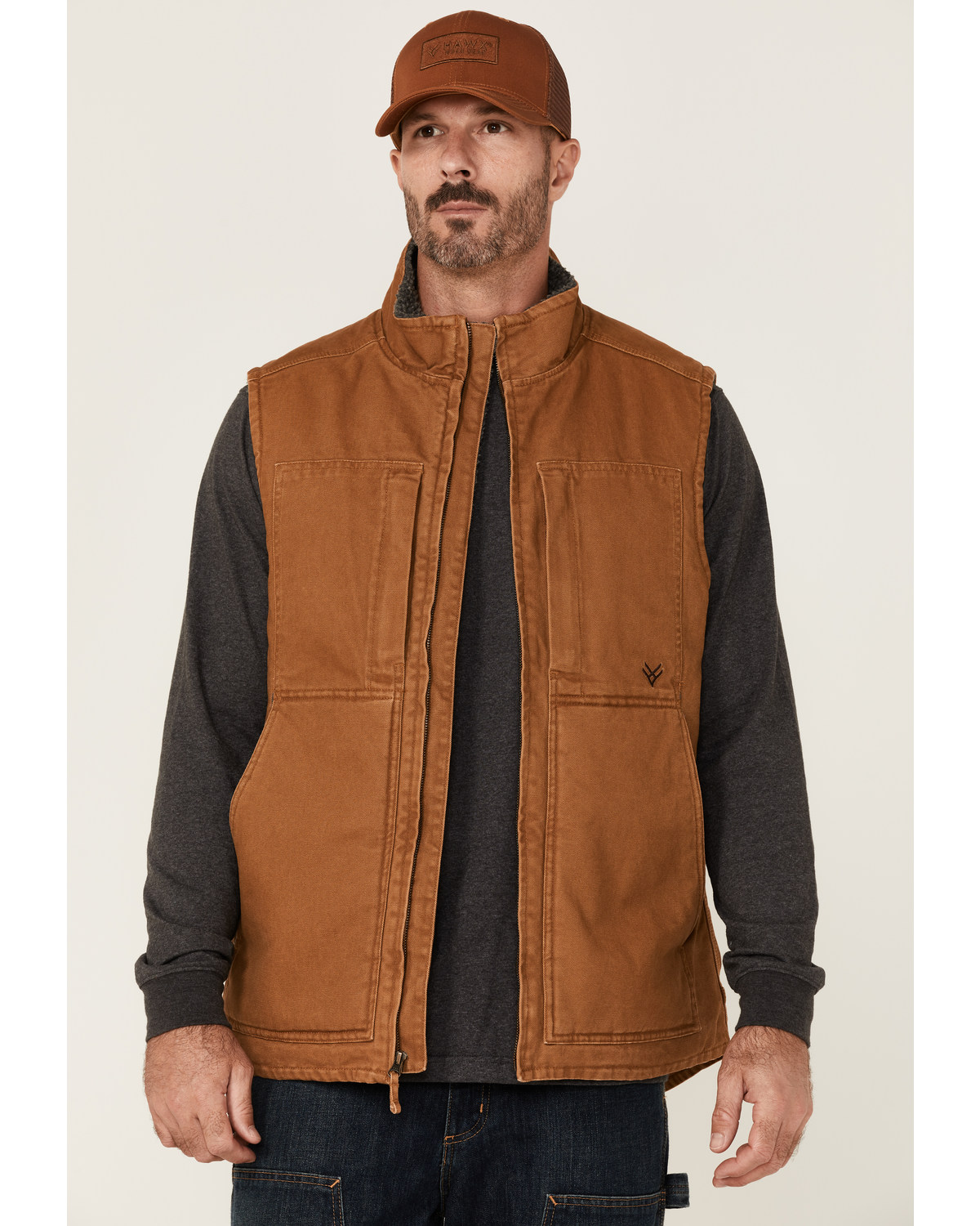 Hawx Men's Rust Copper Browder Weathered Duck Zip-Front Insulated Work Vest