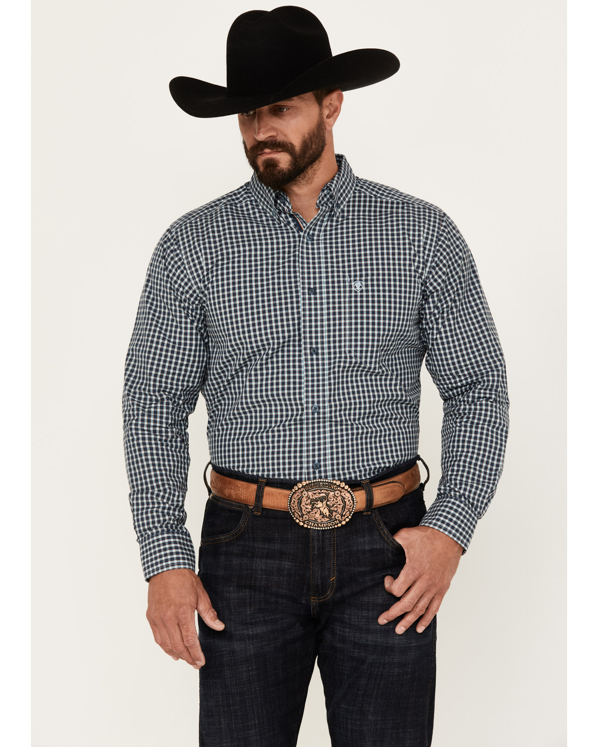 Ariat Men's Gannon Checkered Print Long Sleeve Button-Down Western Shirt