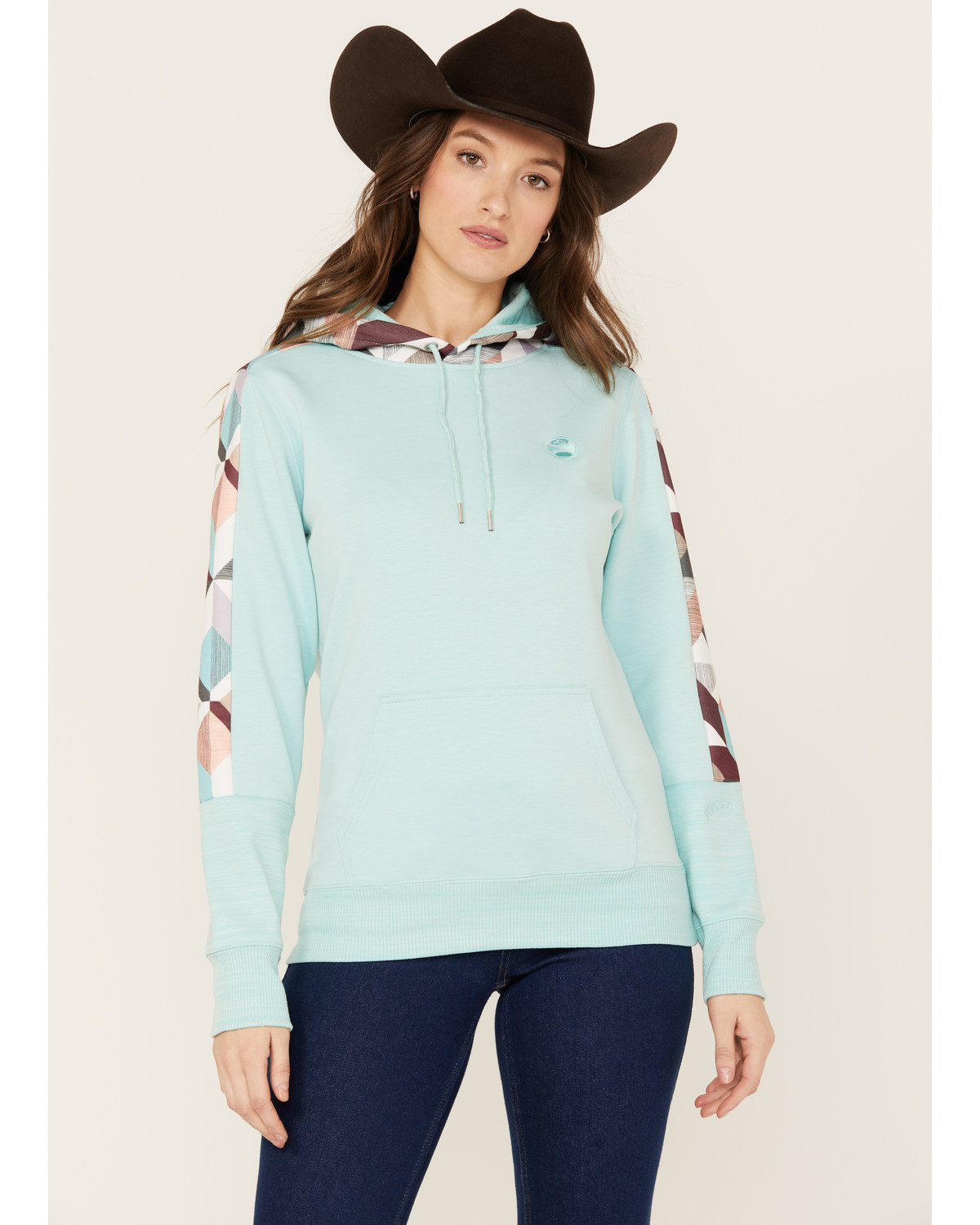 Hooey Women's Southwestern Print Contrast Canyon Hoodie