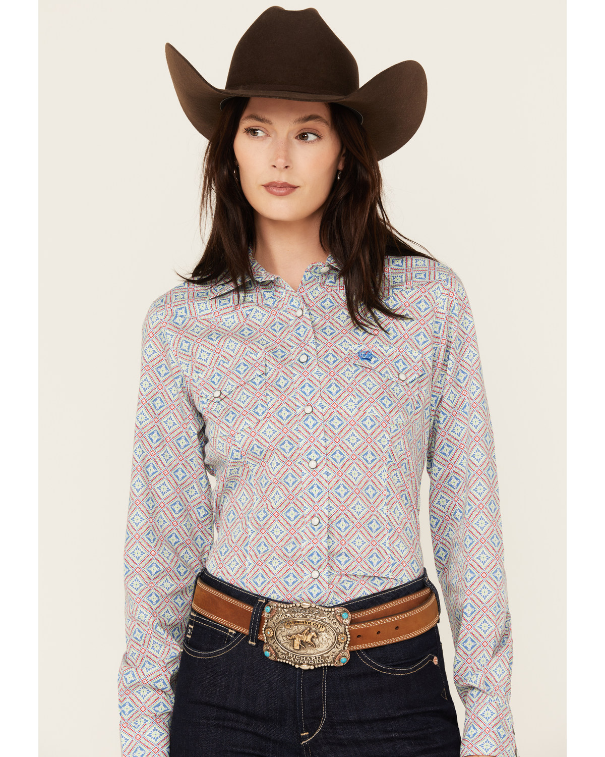 Cinch Women's Geo Print Long Sleeve Snap Western Shirt