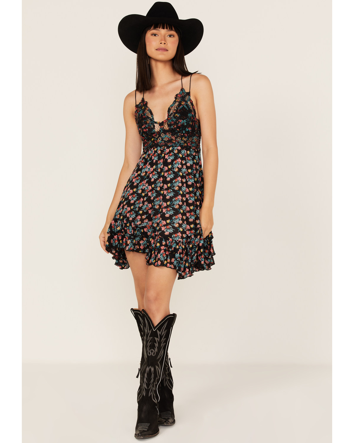 Free People Women's Adella Floral Print Sleeveless Slip Dress