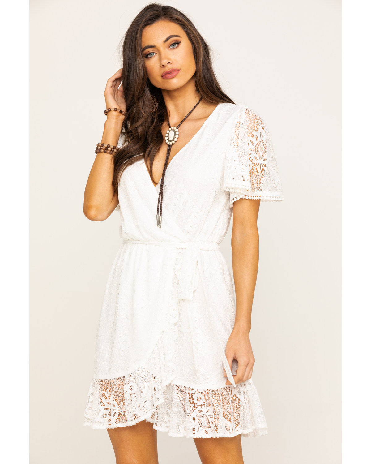 White Lace Wrap Dress - Plus Size 2020