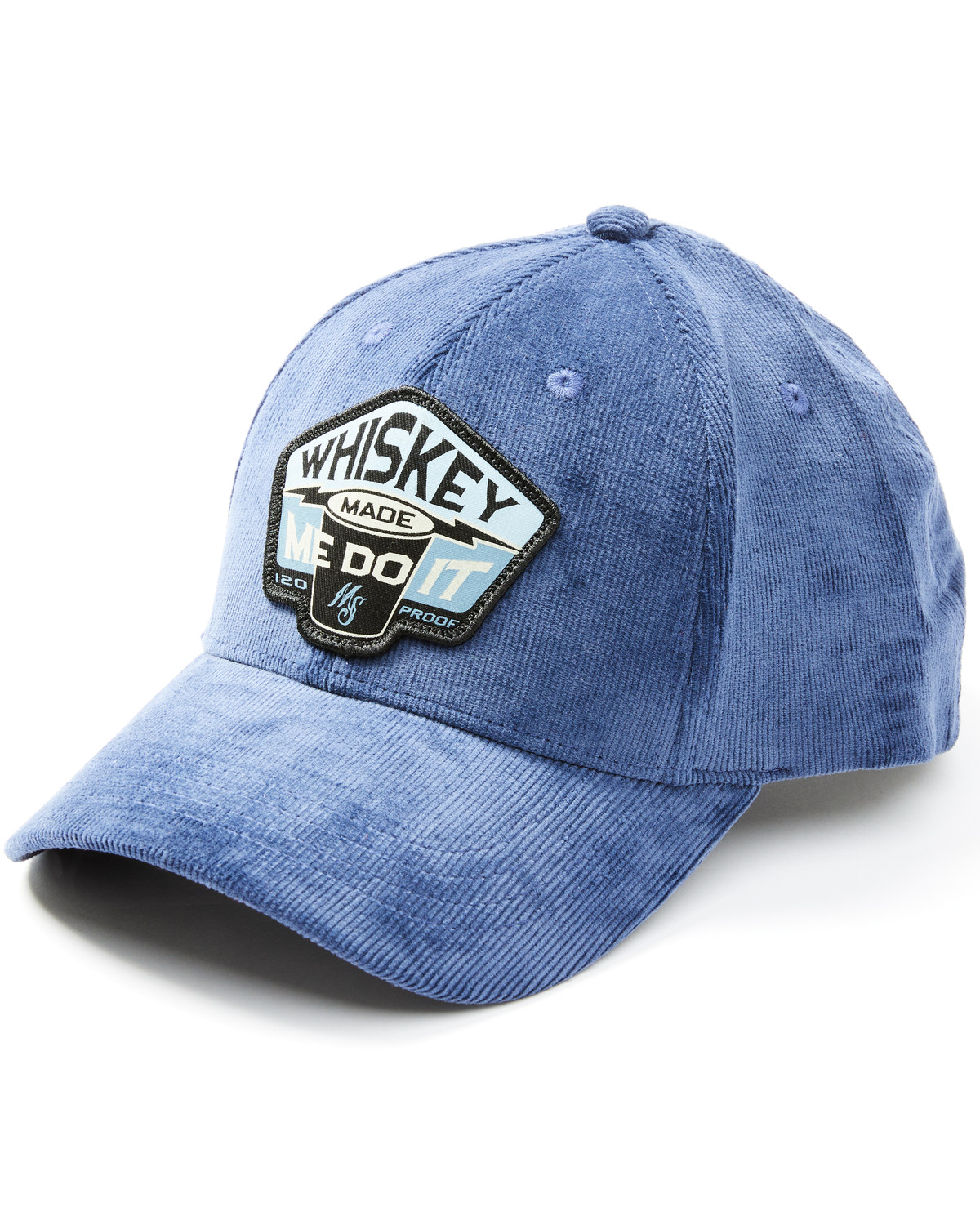 Moonshine Spirit Men's Cord Whiskey Made Me Do It Patch Solid-Back Ball Cap
