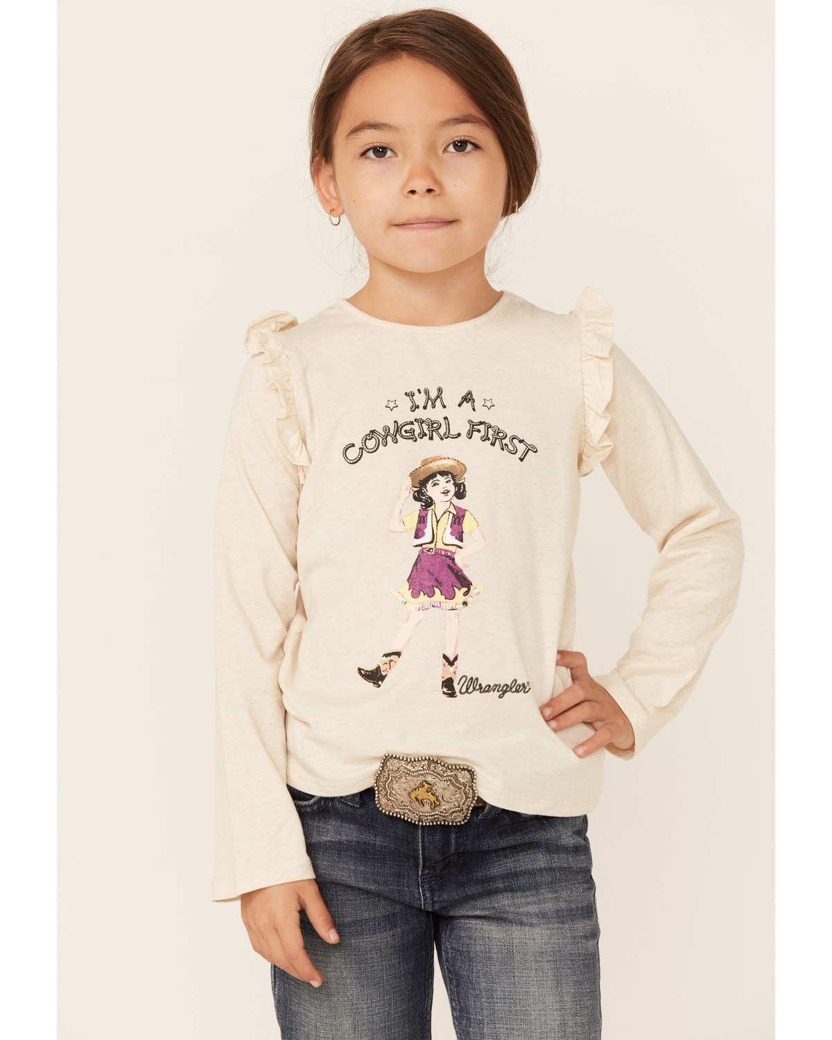 Wrangler Girls' Cowgirl First Long Sleeve T-Shirt