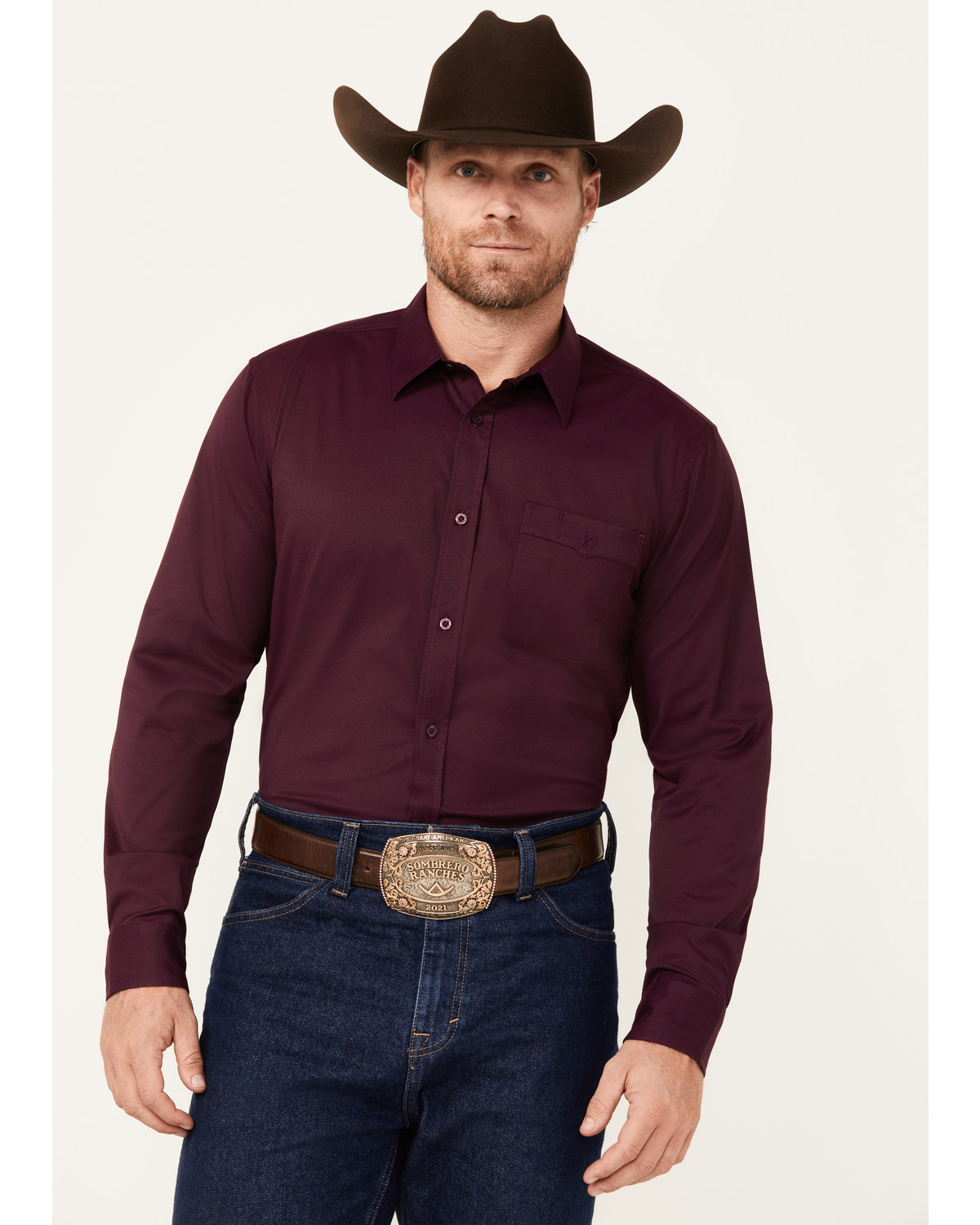 RANK 45® Men's Logo Long Sleeve Button-Down Performance Western Shirt