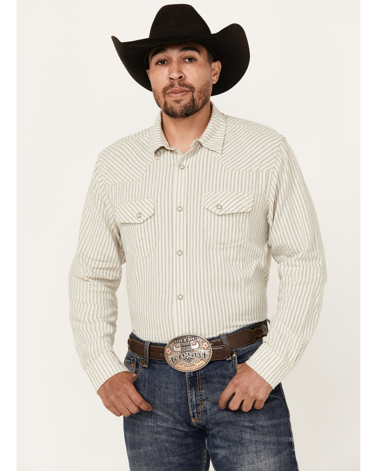 Blue Ranchwear Men's Boone Striped Long Sleeve Snap Western Shirt