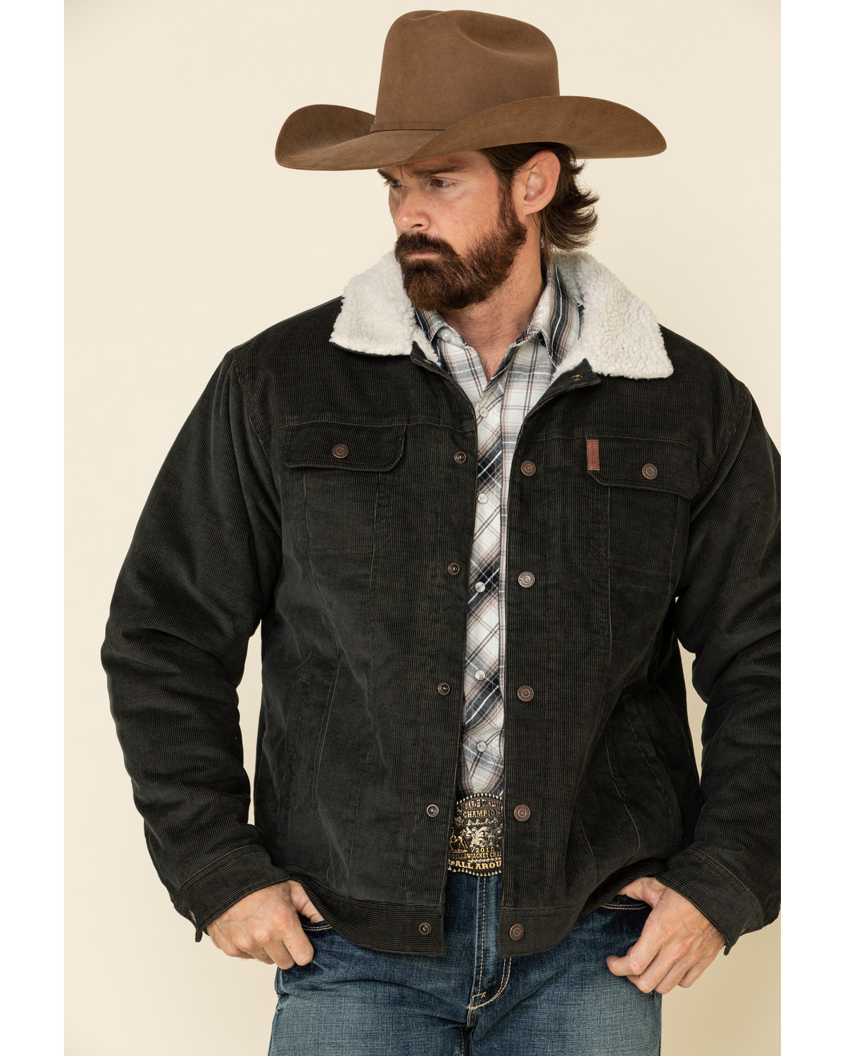 Cinch Men's Charcoal Corduroy Sherpa 