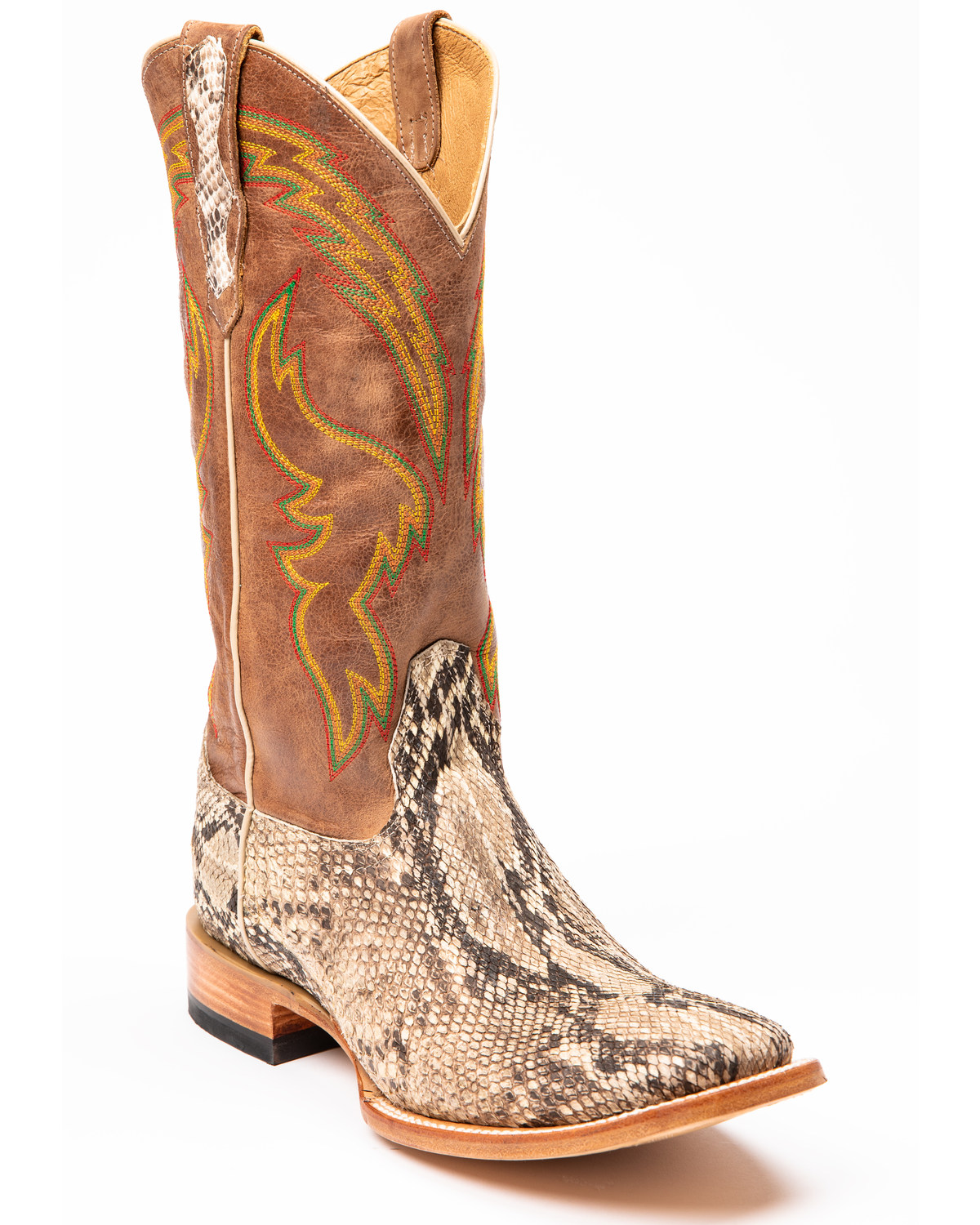 Men/'s Wild West Python Wide Square Toe Boots Handcrafted