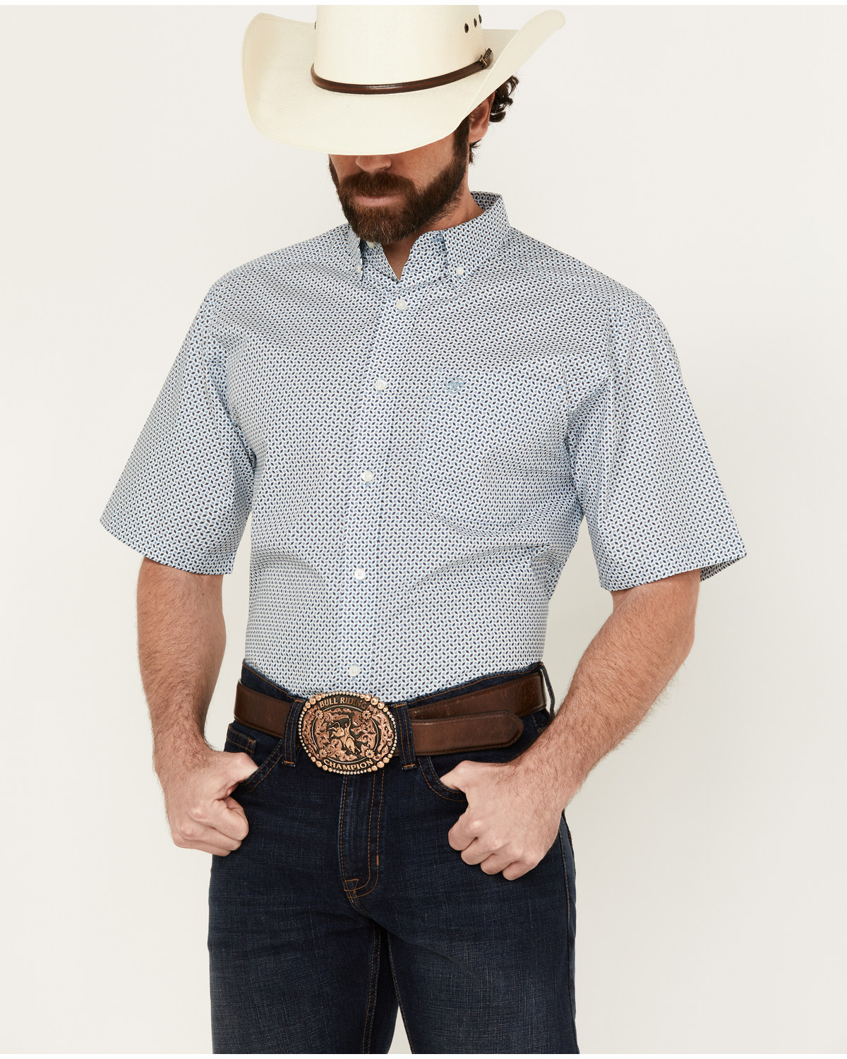 Ariat Men's Edgar Geo Print Short Sleeve Button-Down Western Shirt