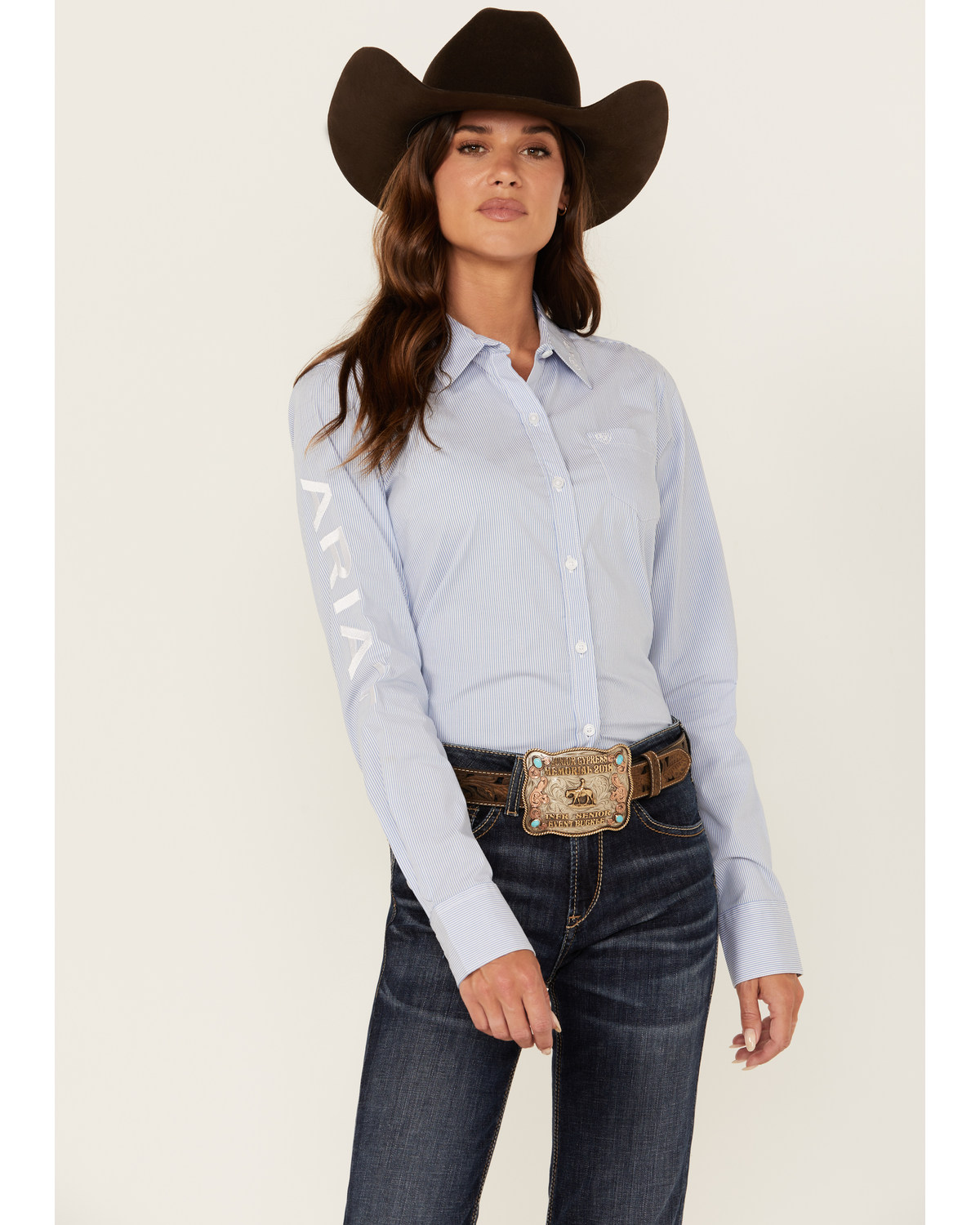 Ariat Women s R.E.A.L Striped Team Kirby Long Sleeve Button Down Stretch Western Shirt Pueblo Mall