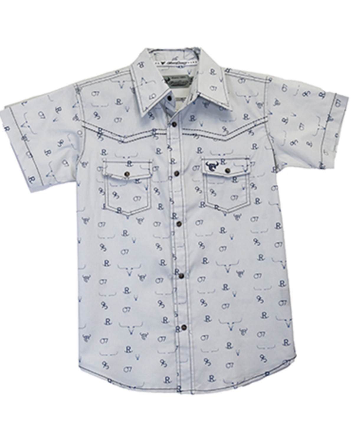 Cowboy Hardware Boys' Branding Iron Short Sleeve Snap Western Shirt
