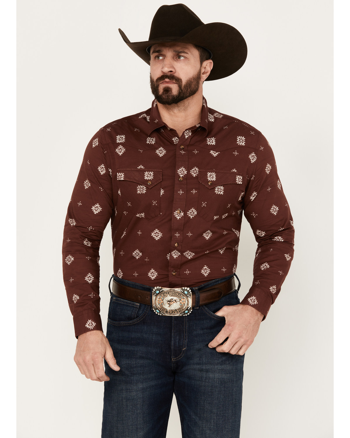 Pendleton Men's Laramie Diamond Print Long Sleeve Western Snap Shirt