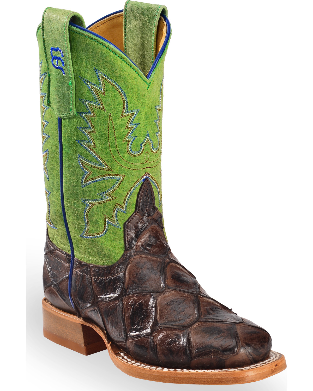 Horse Power Boys' Brown Filet Of Fish Print Boots - Square Toe