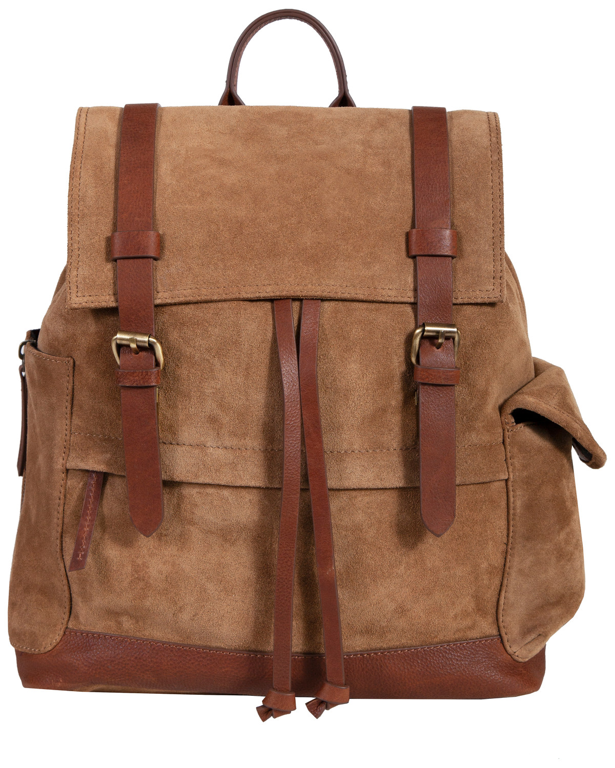 Scully Brown Suede with Leather Trim Backpack