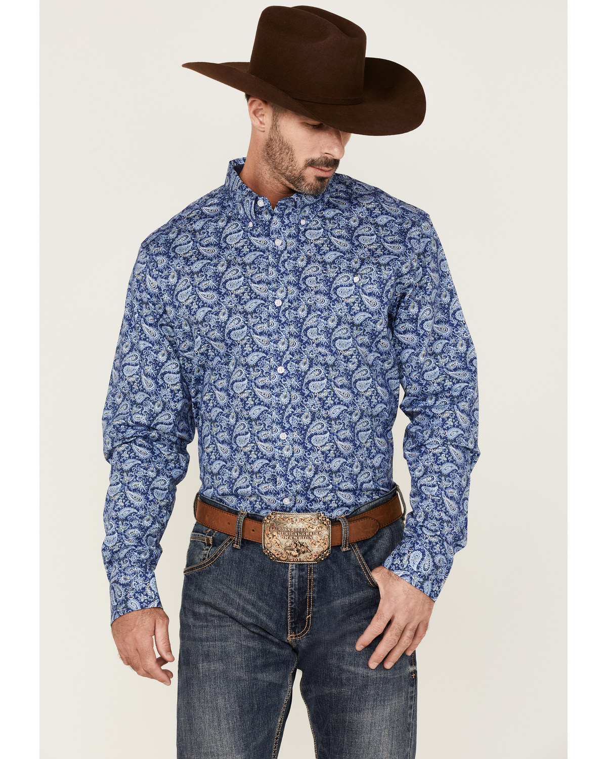 RANK 45® Men's Dally Paisley Print Long Sleeve Button-Down Western Shirt