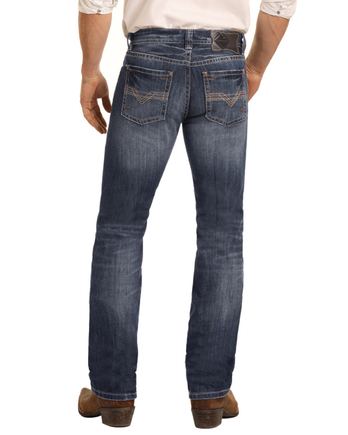 Rock & Roll Cowboy Men's Dark Vintage Revolver Slim Straight Jeans