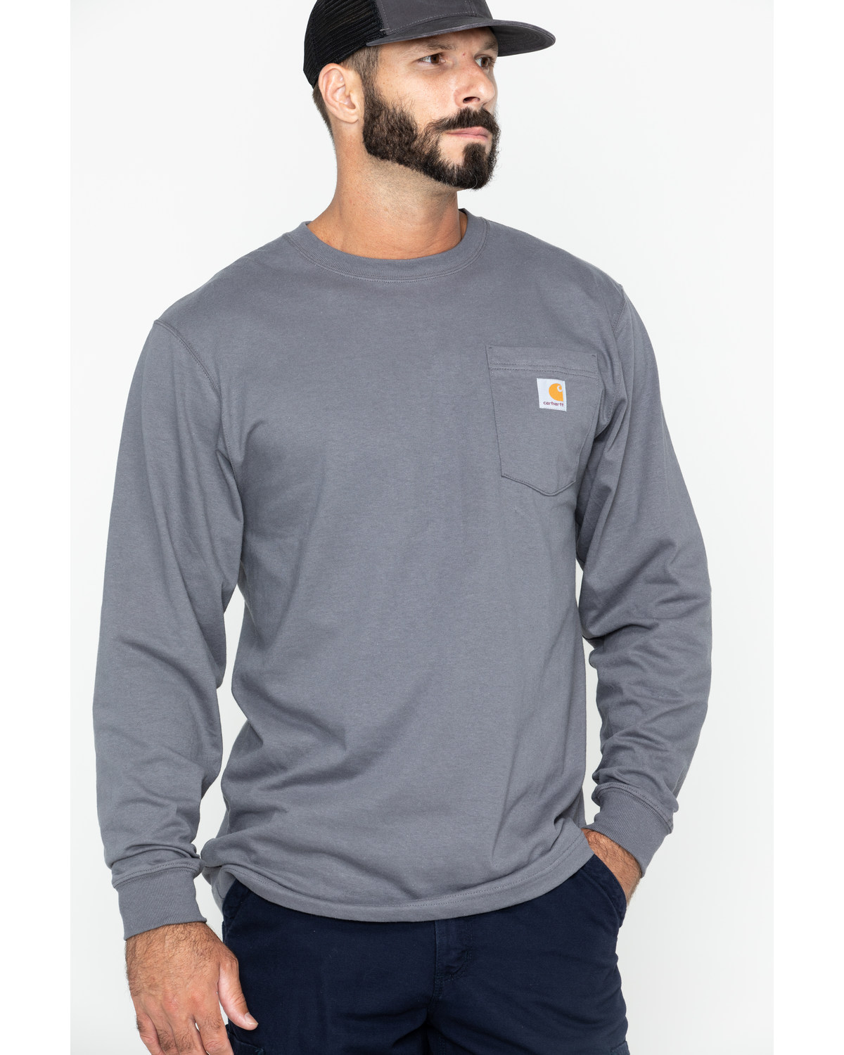 Carhartt Men's Loose Fit Heavyweight Long Sleeve Logo Pocket Work T-Shirt