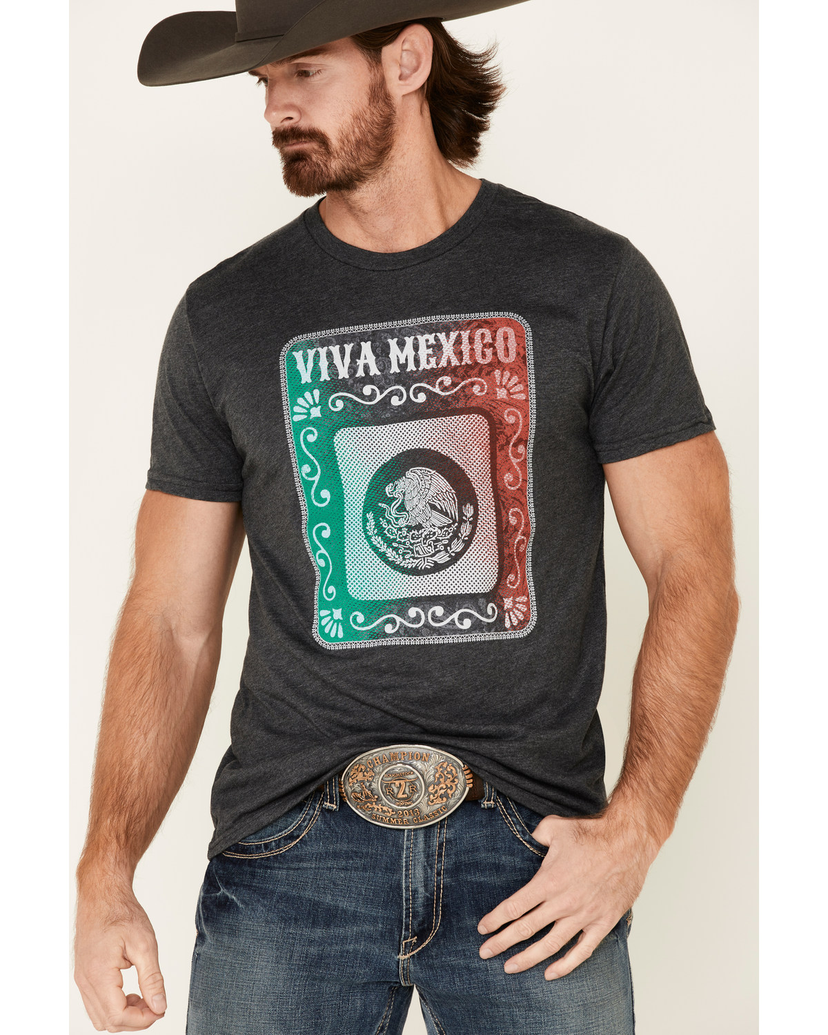 Cody James Men's Gray Viva Mexico Graphic T-Shirt