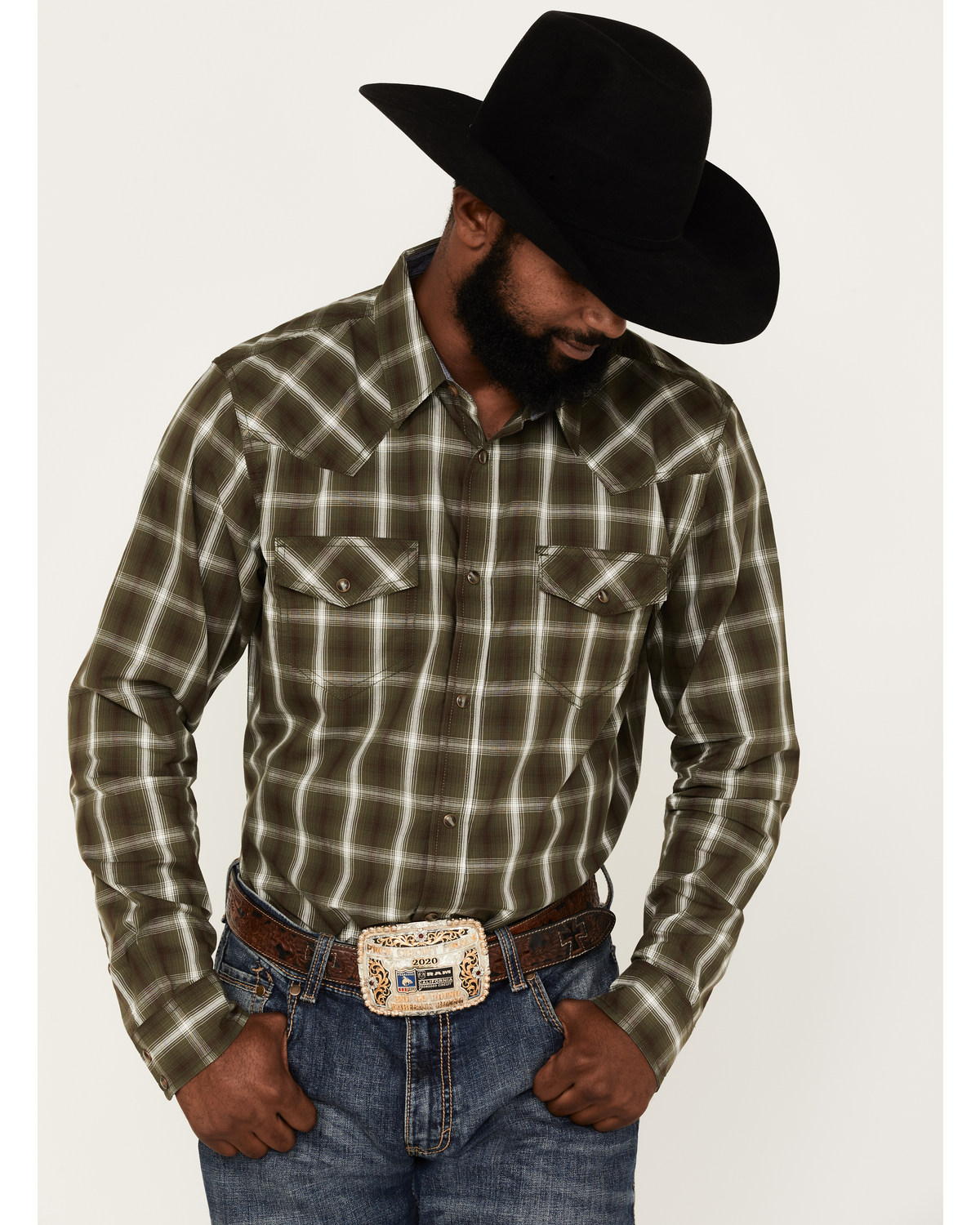 Cody James Men's Lost Trail Plaid Print Long Sleeve Snap Western Shirt