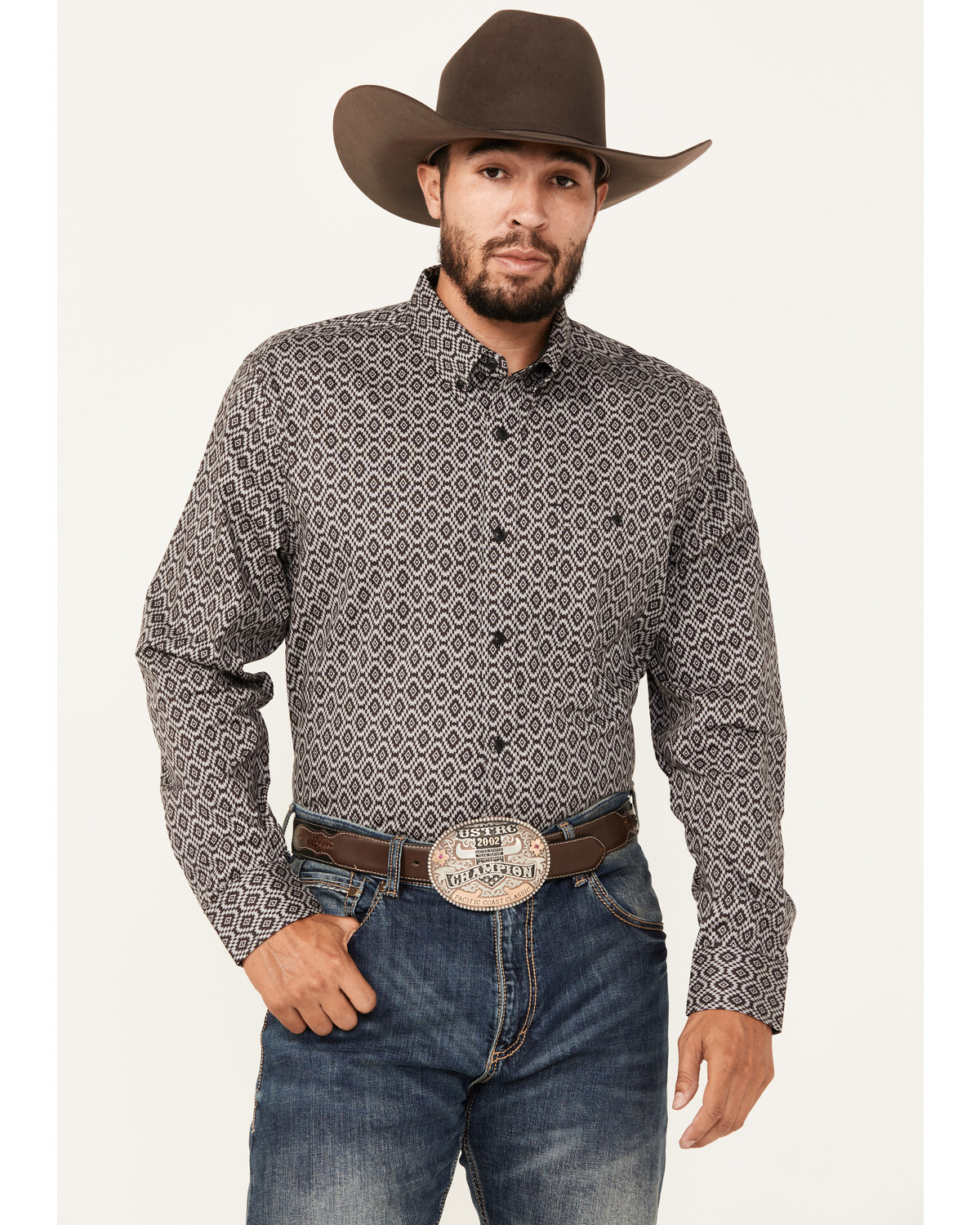 RANK 45® Men's Alton Southwestern Print Long Sleeve Button-Down Shirt