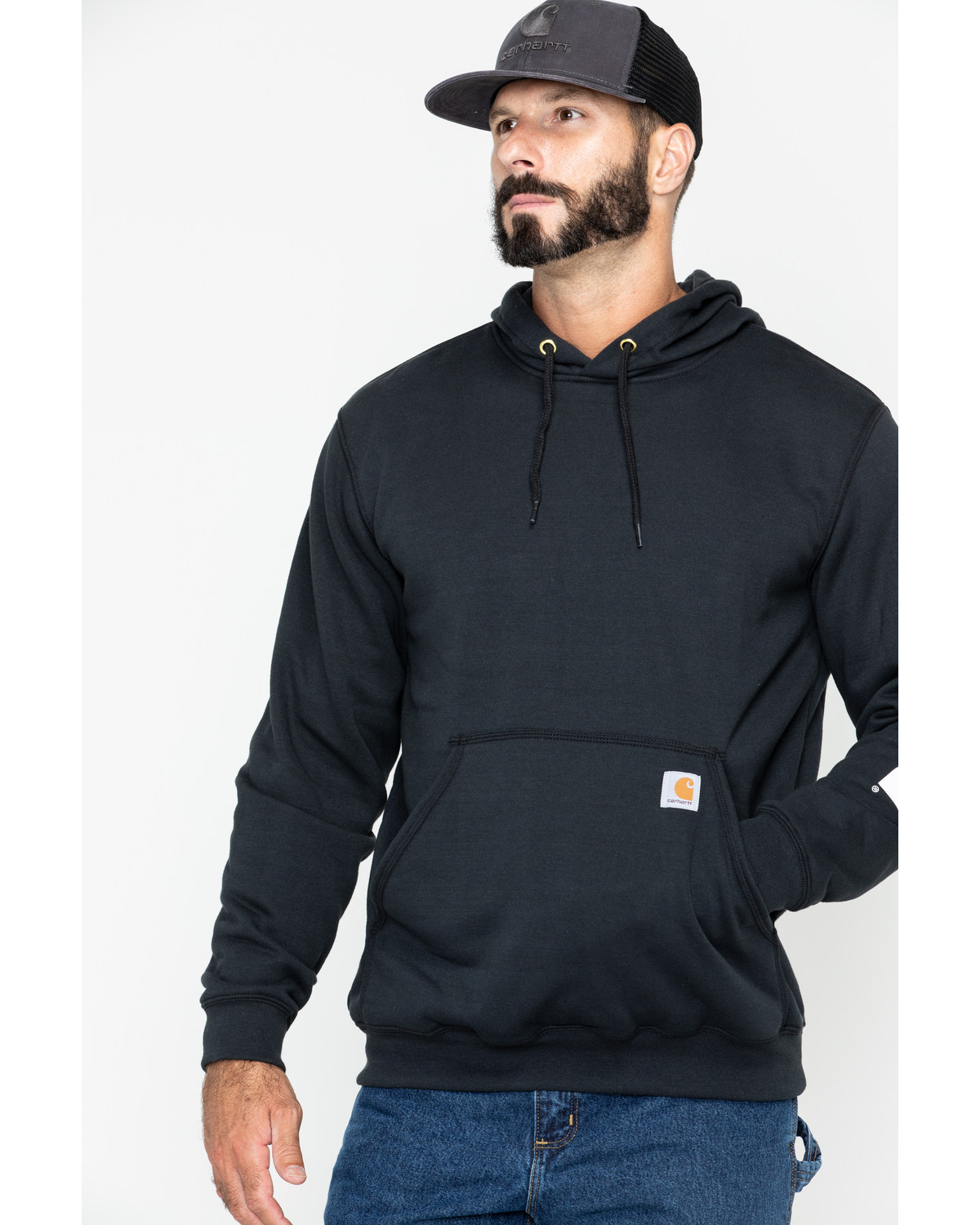 Carhartt Men's Loose Fit Midweight Logo Sleeve Graphic Hooded Sweatshirt