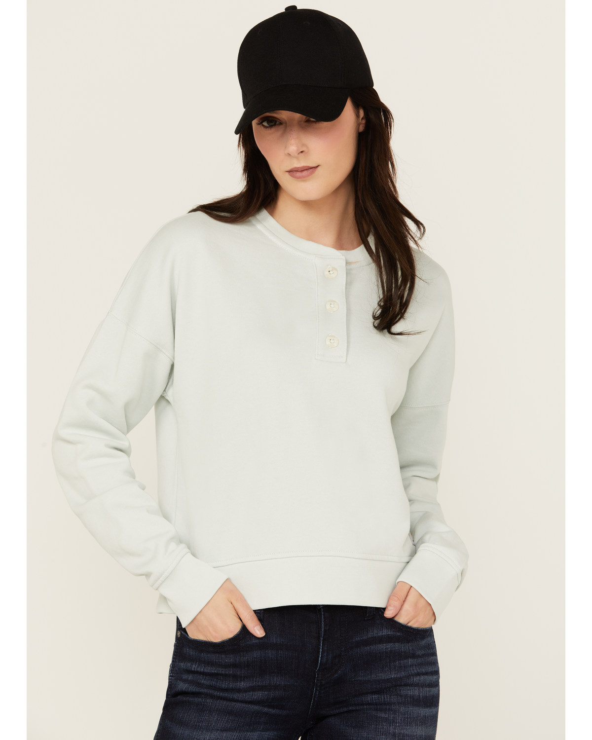 Henley crew neck sweatshirt cheap