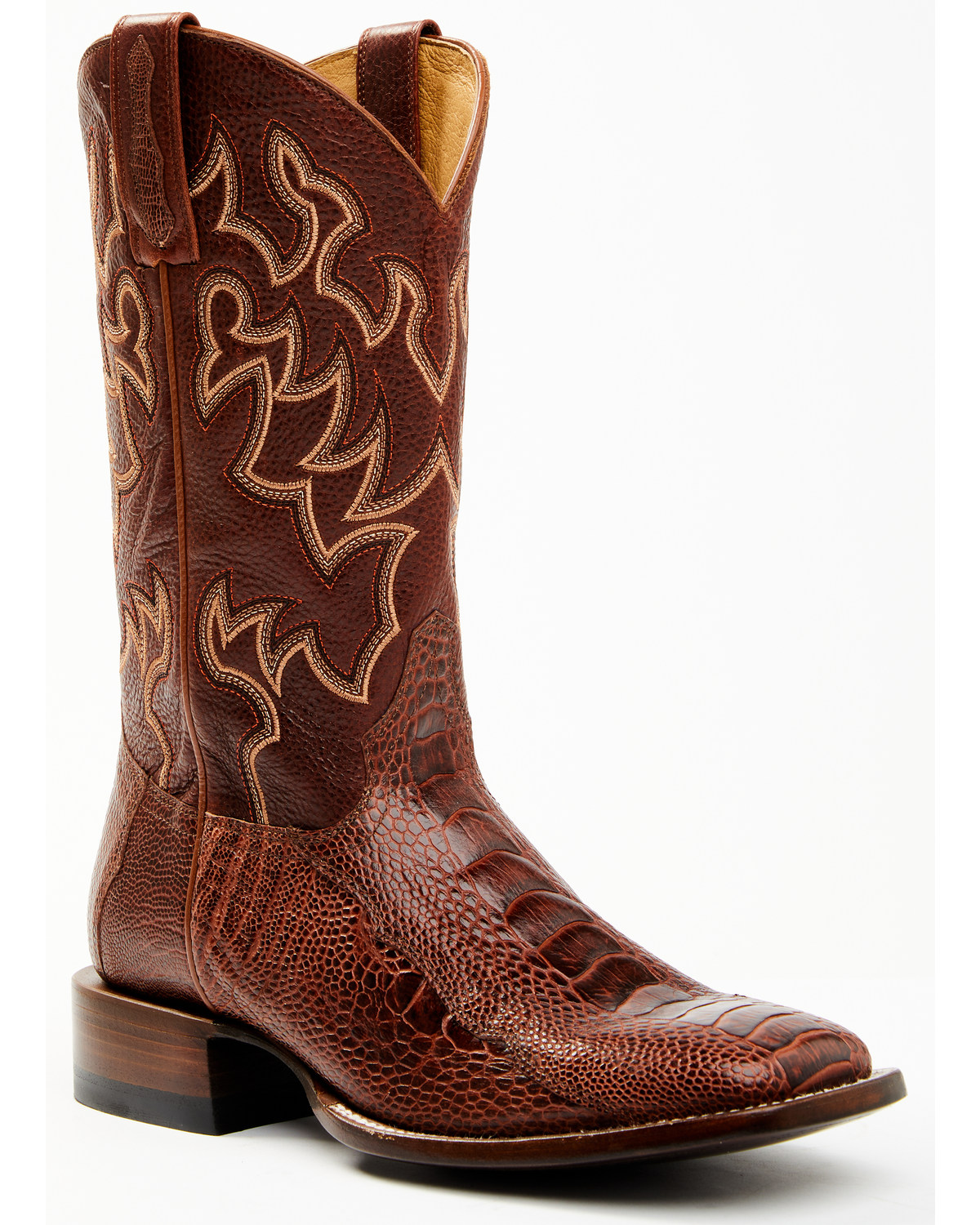 Cody James Men's Brandy Ostrich Leg Exotic Western Boots - Broad Square Toe