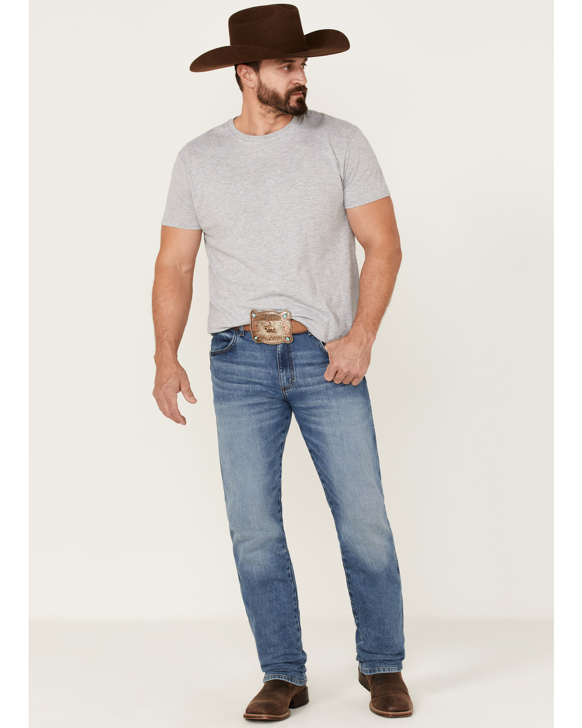 Wrangler Retro Men's Payson Light Wash Stretch Slim Straight Jeans