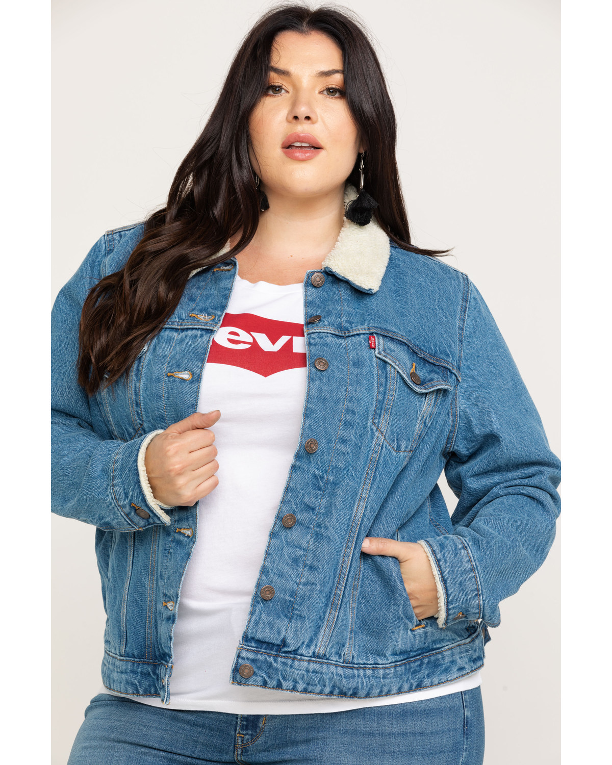 levis denim sherpa trucker jacket womens