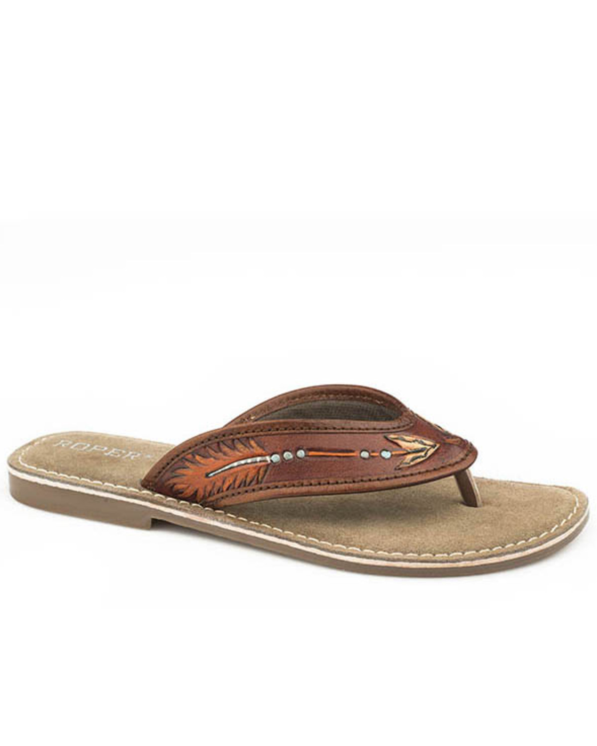 tan flip flops womens