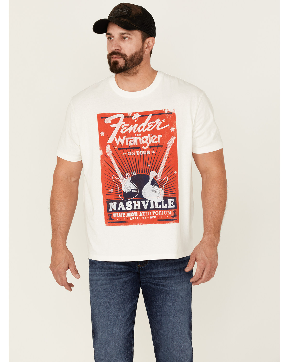 Wrangler X Fender Men's On Tour Nashville Vintage Graphic T-Shirt