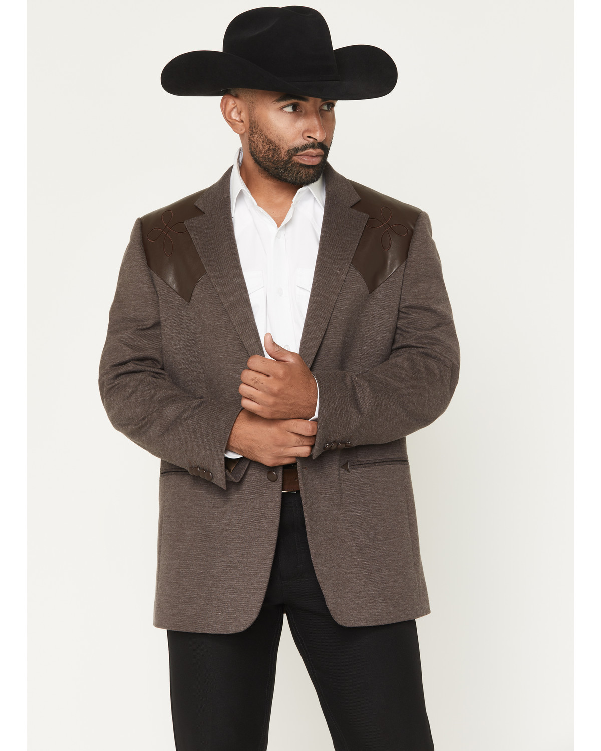 Cody James Men's Knoxville Faux Leather Western Yoke Sportcoat