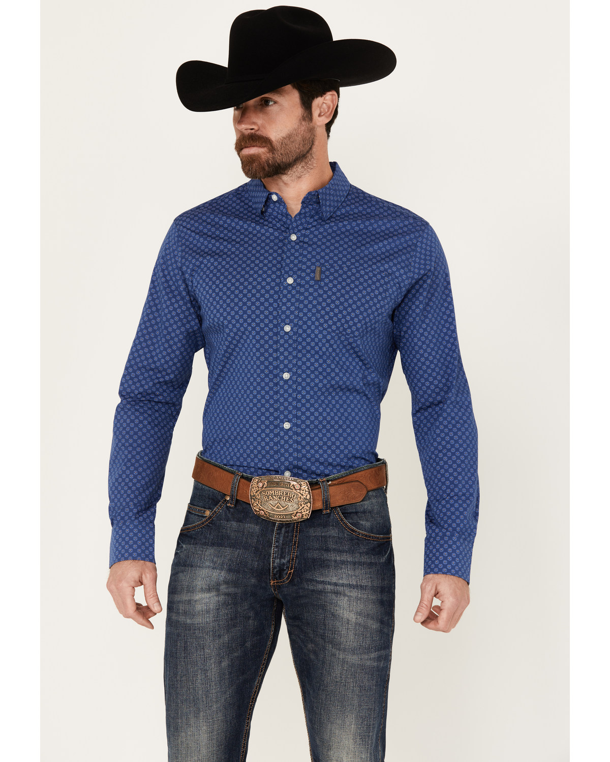 Ariat Men's Maxwell Geo Print Long Sleeve Button-Down Stretch Western Shirt
